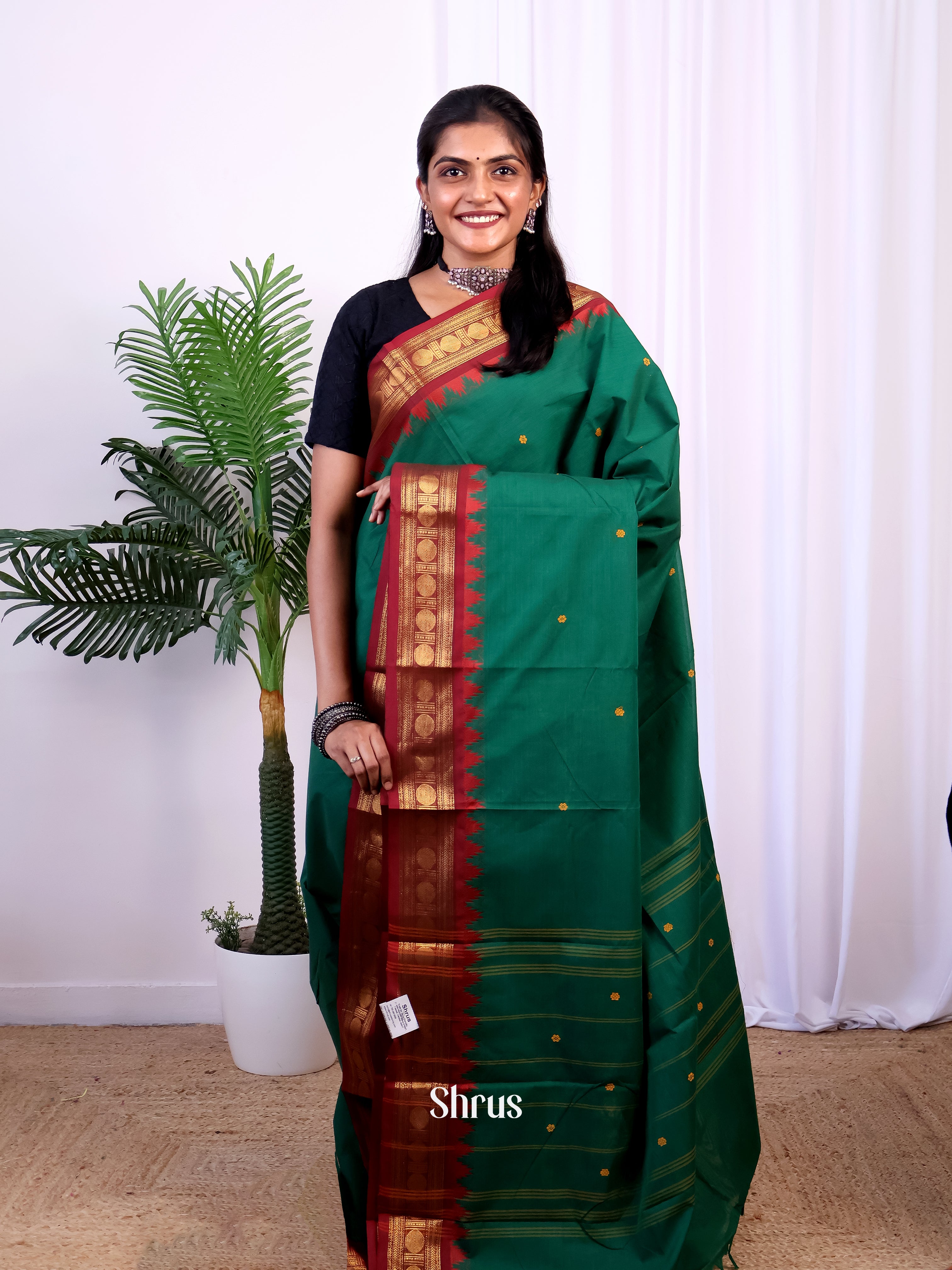 Green & Maroon - Chettinad Cotton Saree - Shop on Shrus.com
