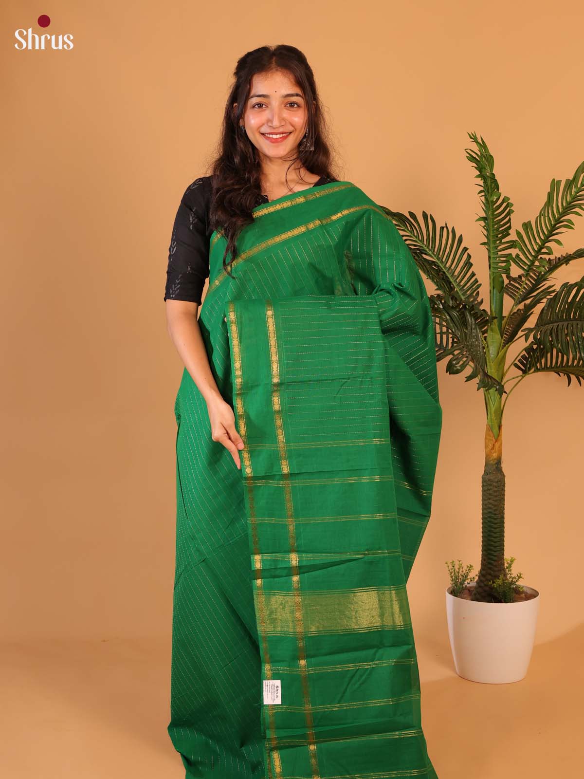 Green - Chettinad Cotton Saree - Shop on Shrus.com