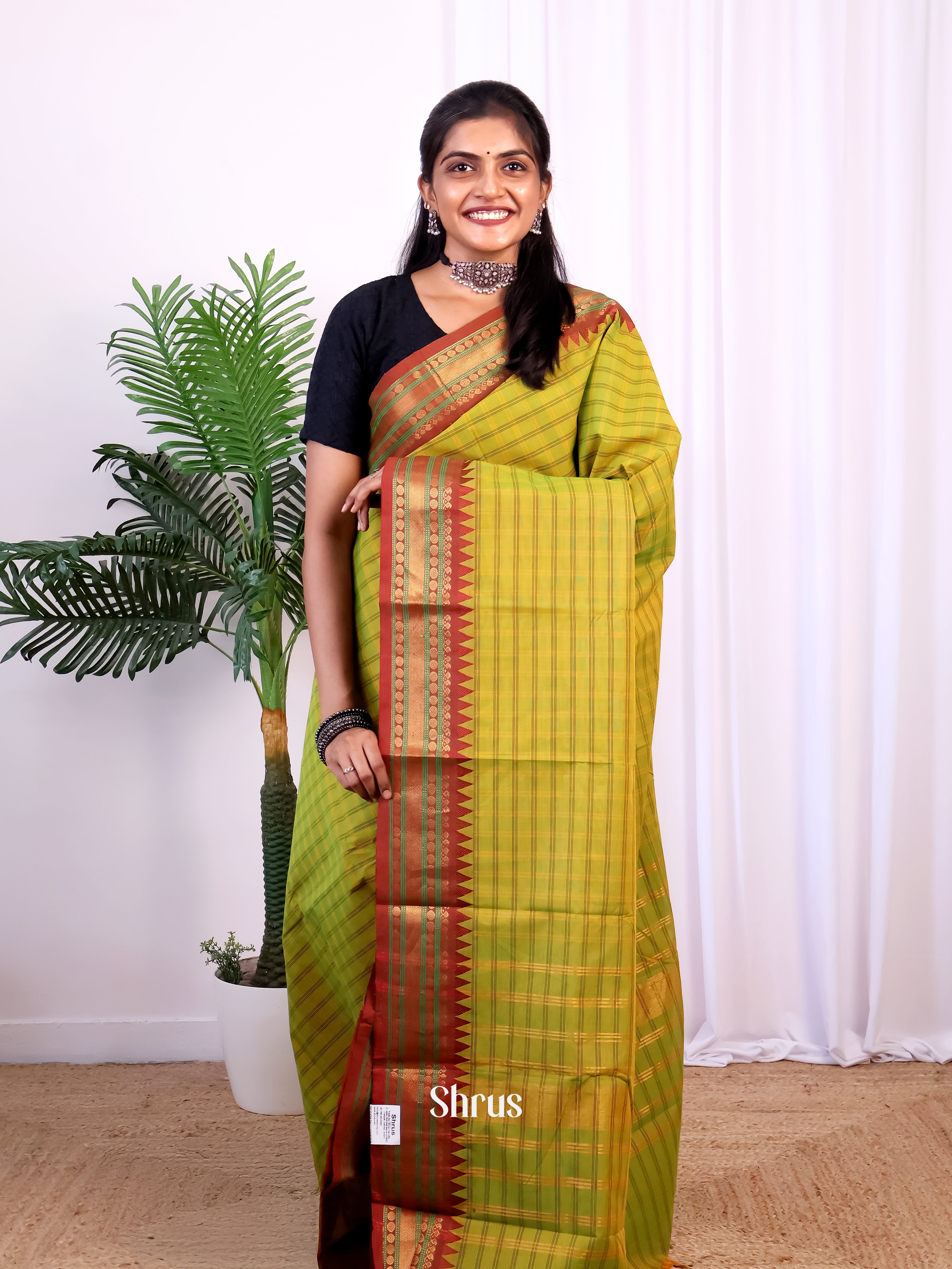 Green & Brown - Chettinad Cotton Saree - Shop on Shrus.com