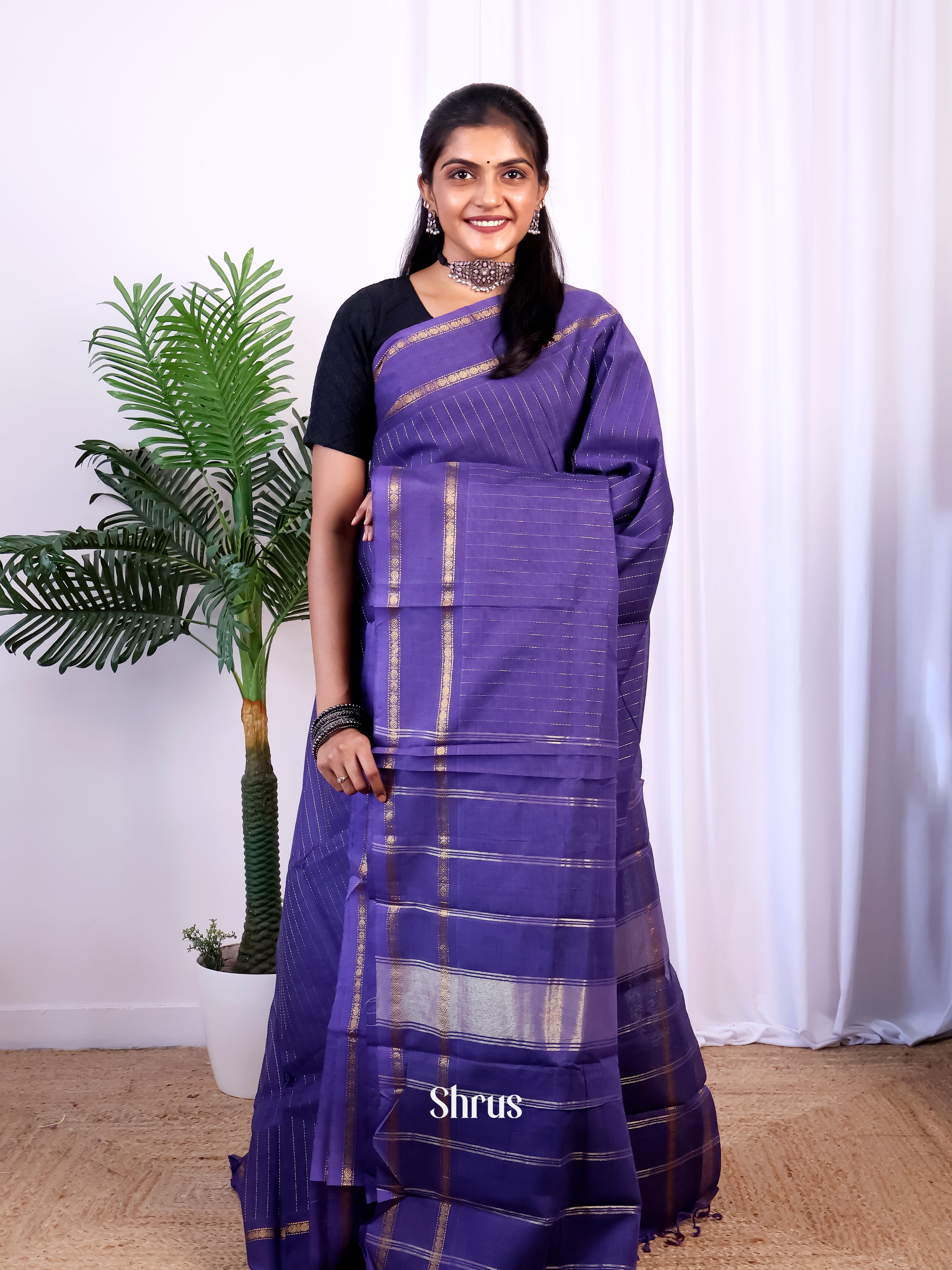 Purple - Chettinad Cotton Saree - Shop on Shrus.com