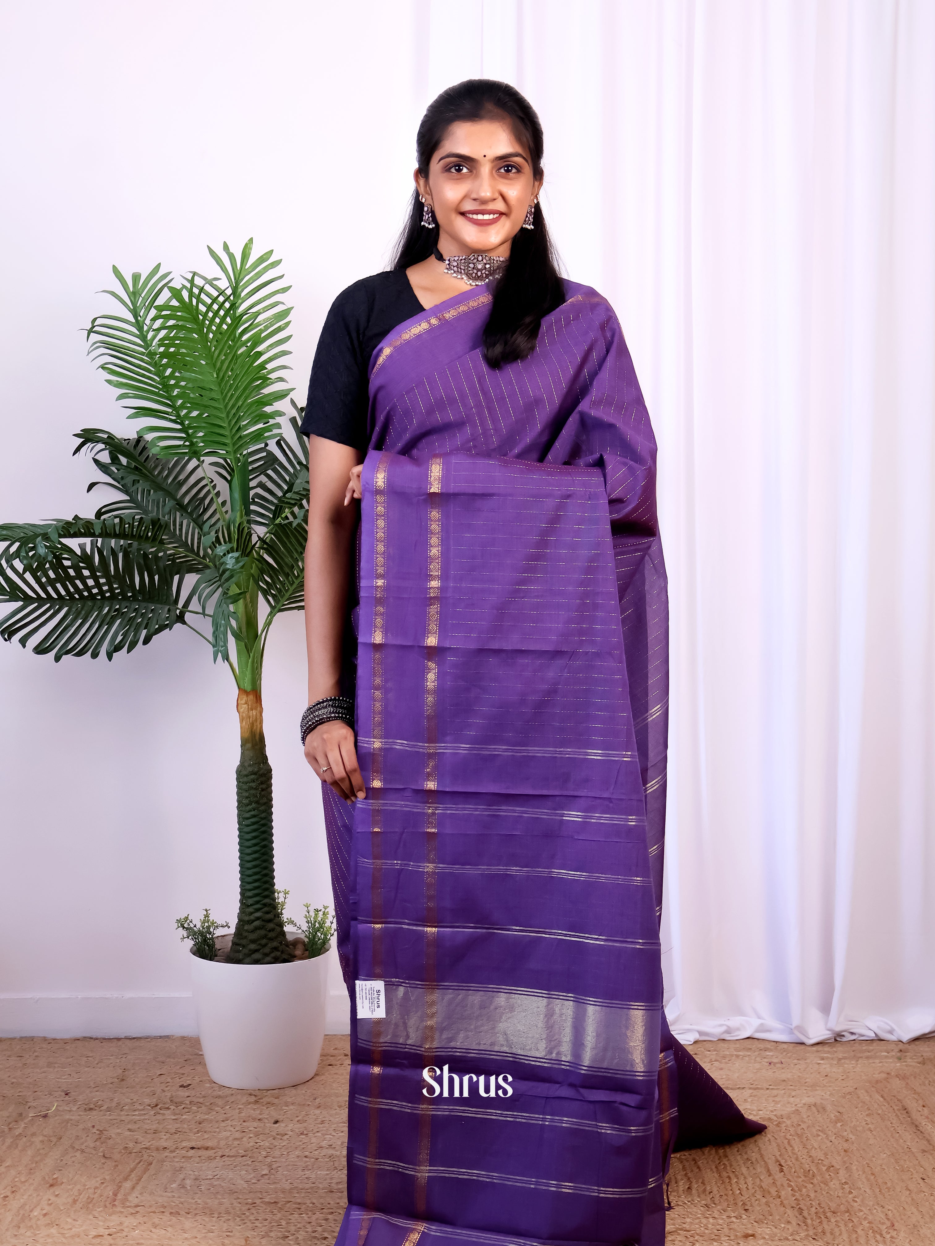 Purple - Chettinad Cotton Saree - Shop on Shrus.com