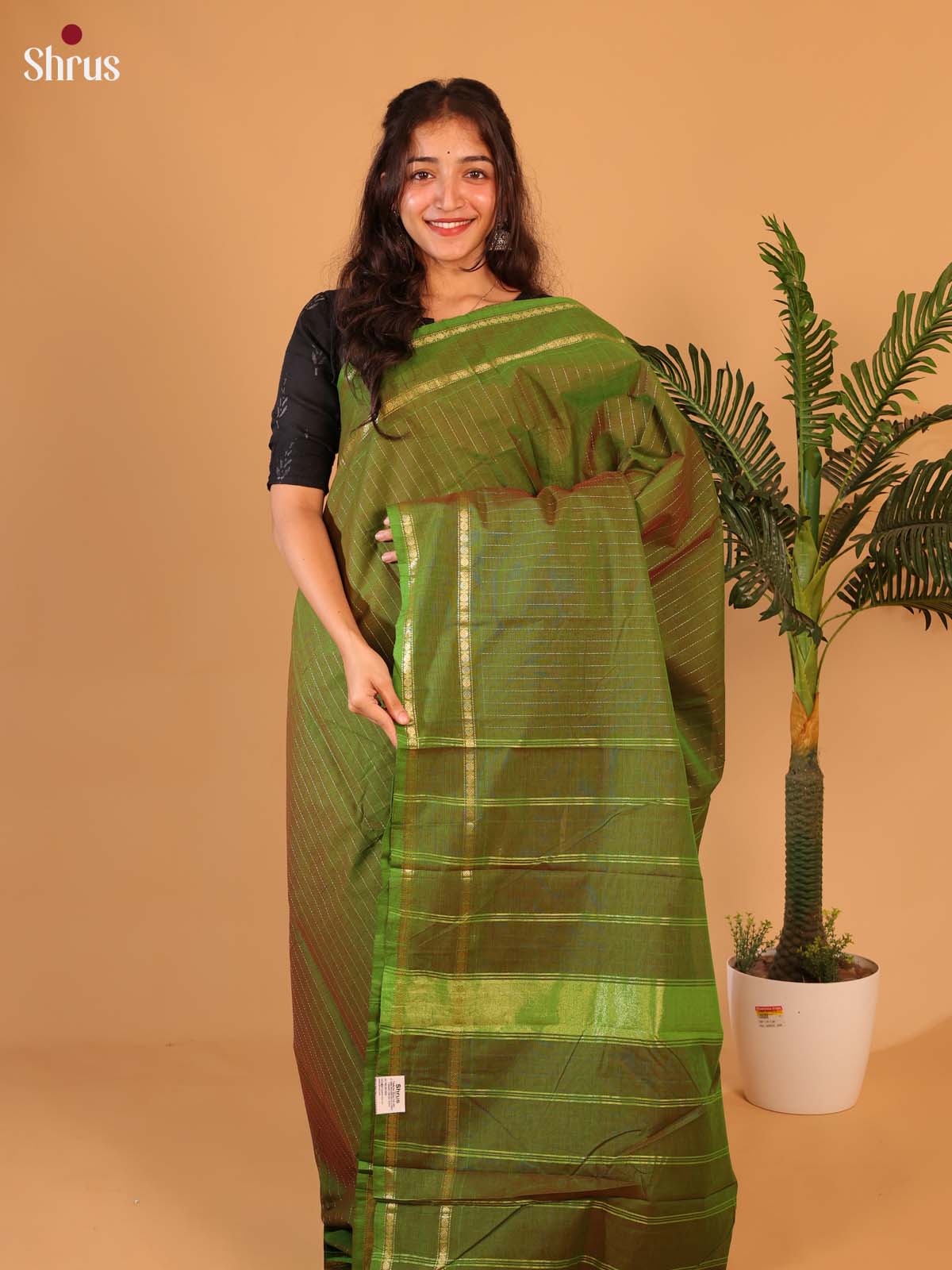 Green- Chettinad Cotton Saree - Shop on Shrus.com