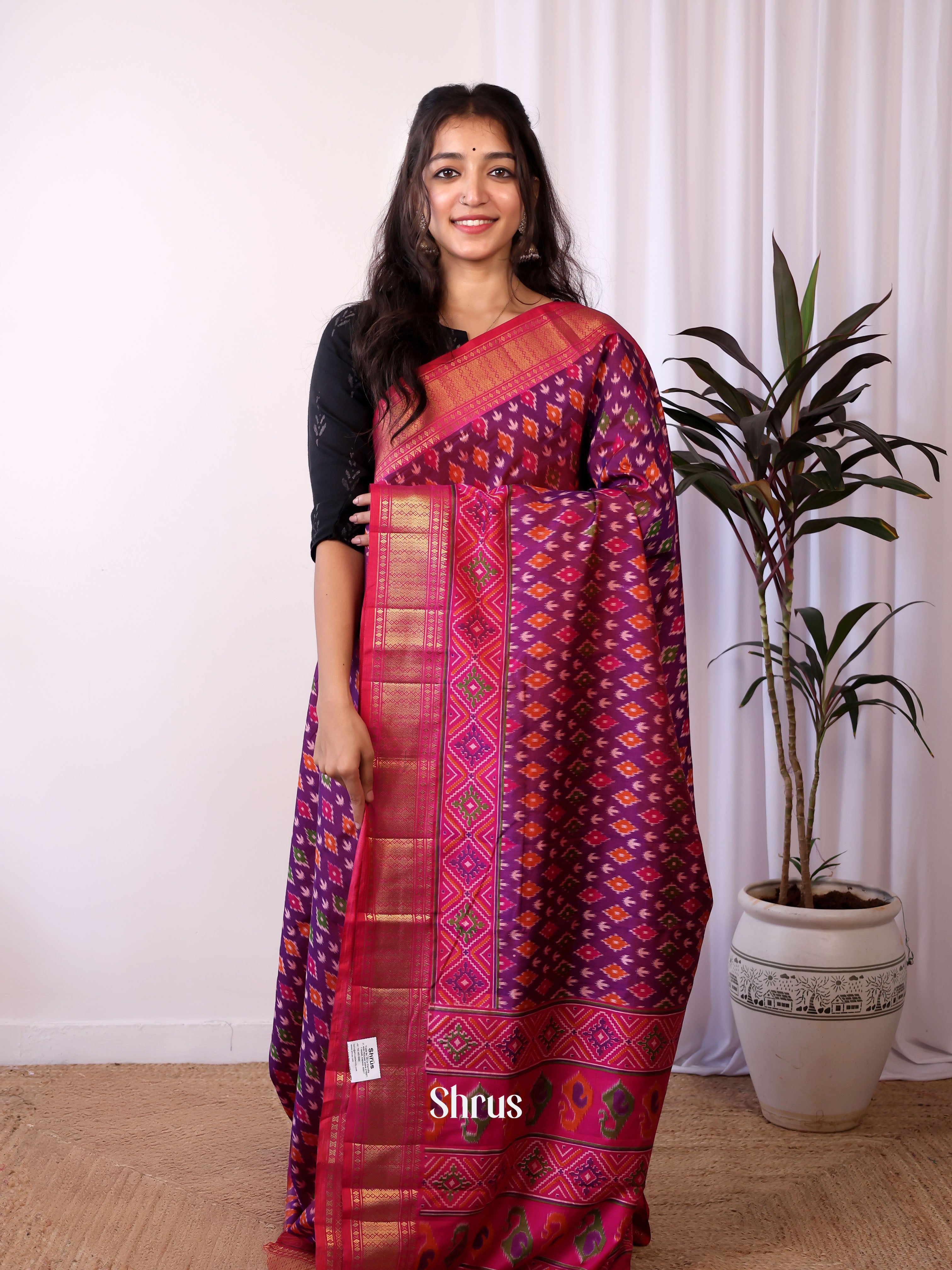 Purple & Pink - Semi patola saree - Shop on Shrus.com