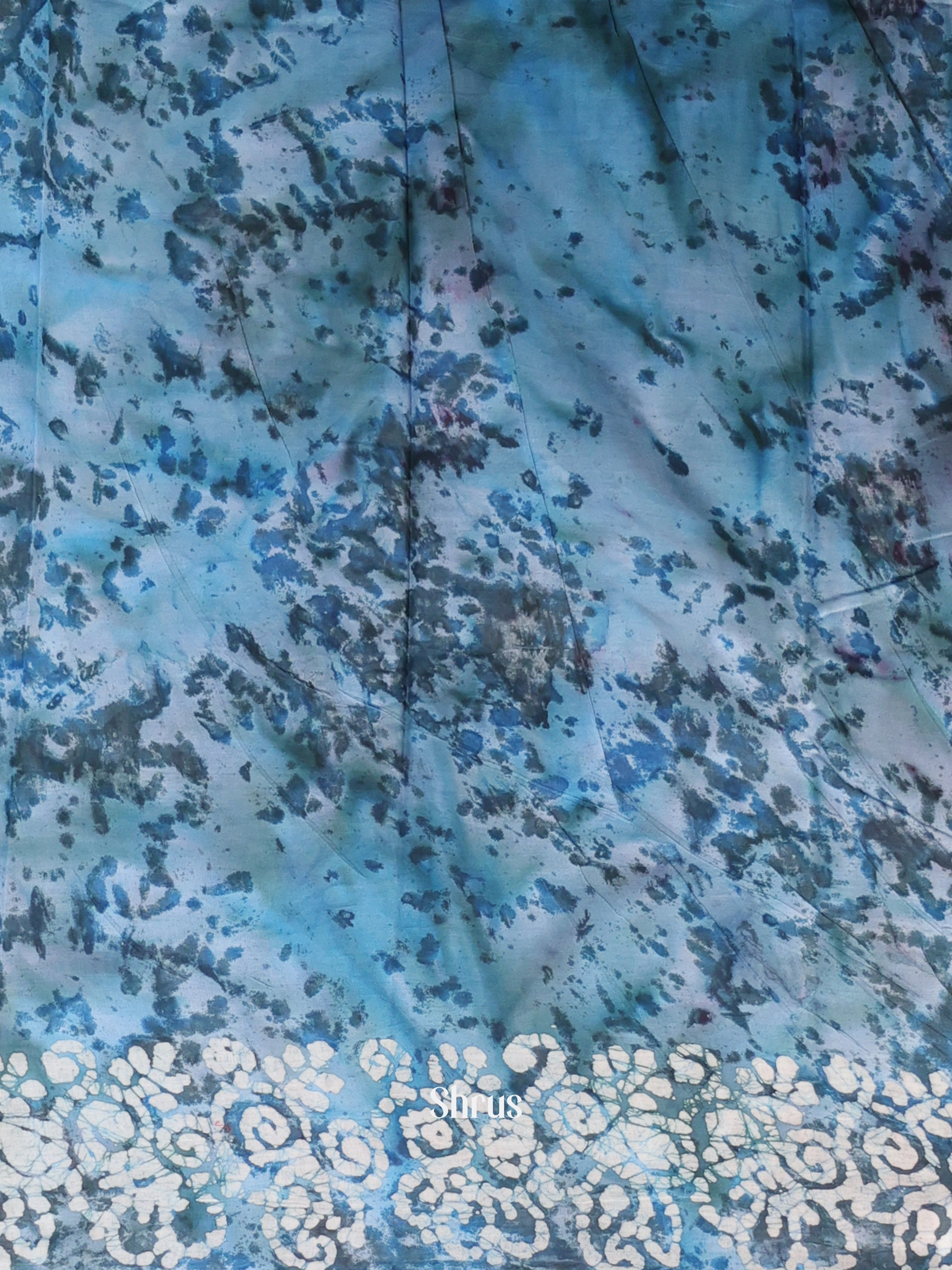 Blue & Grey - Cotton Saree - Shop on Shrus.com