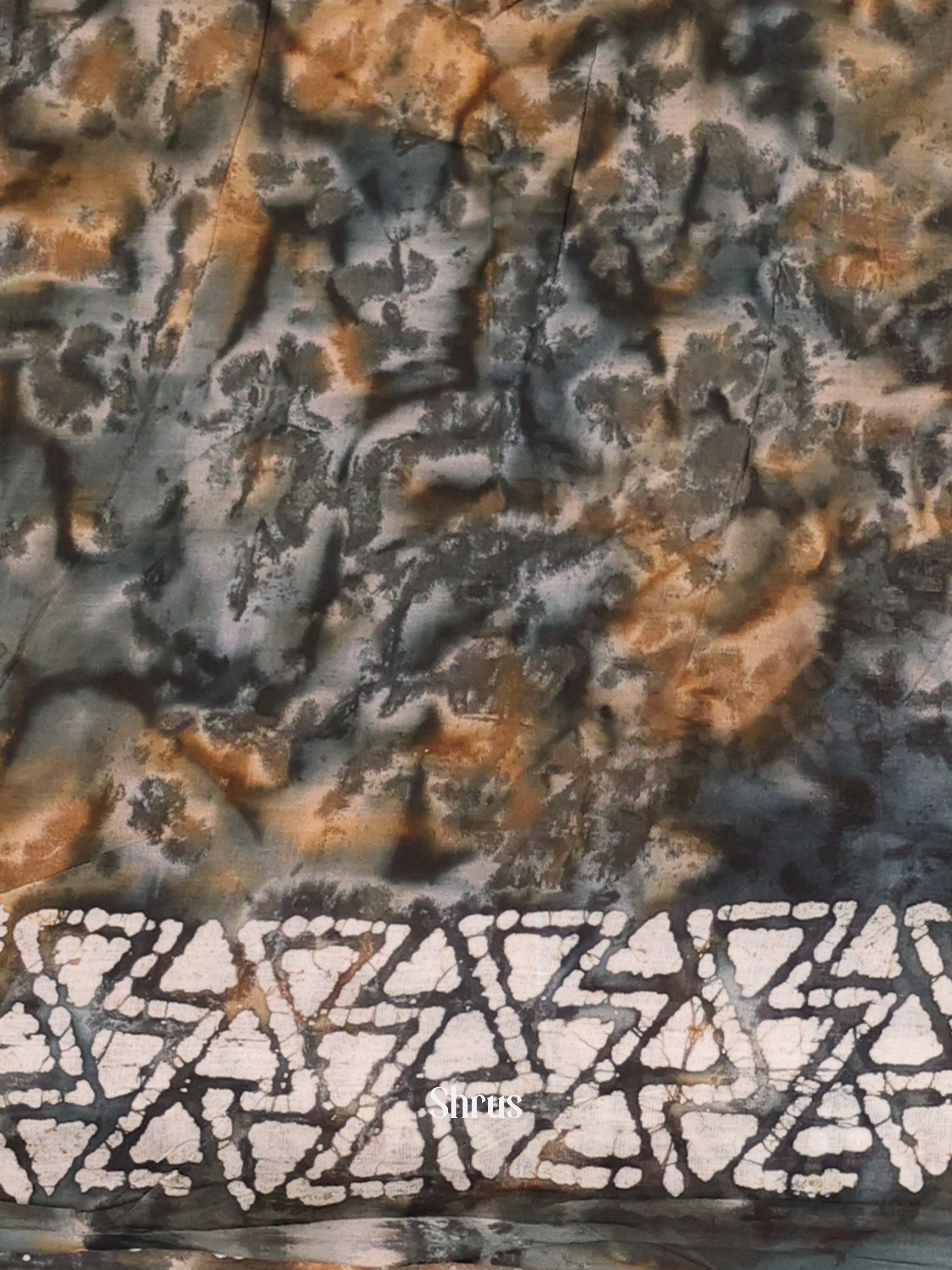 Brown & Grey - Cotton Saree - Shop on Shrus.com