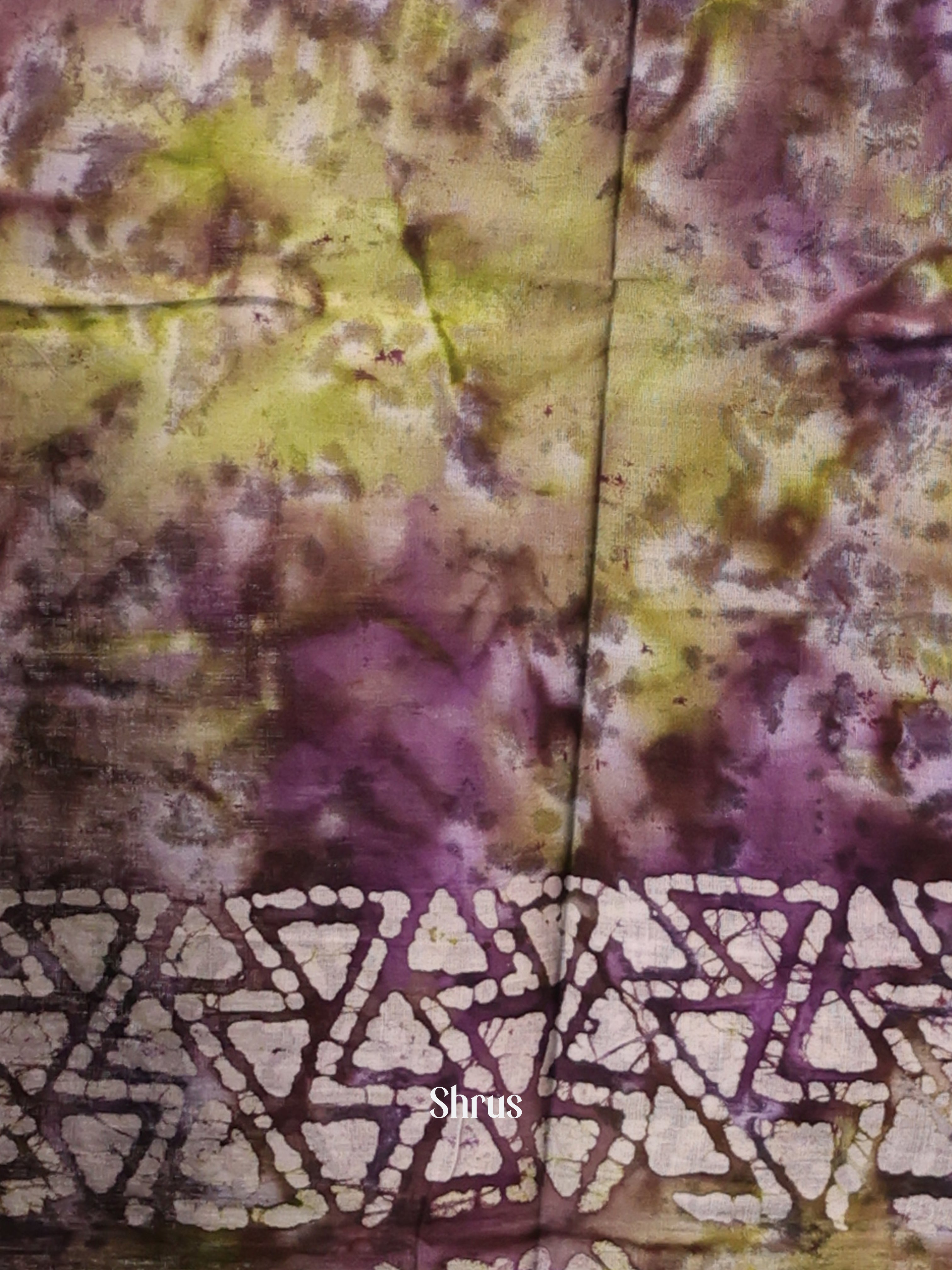 Green & Purple- Cotton Saree - Shop on Shrus.com