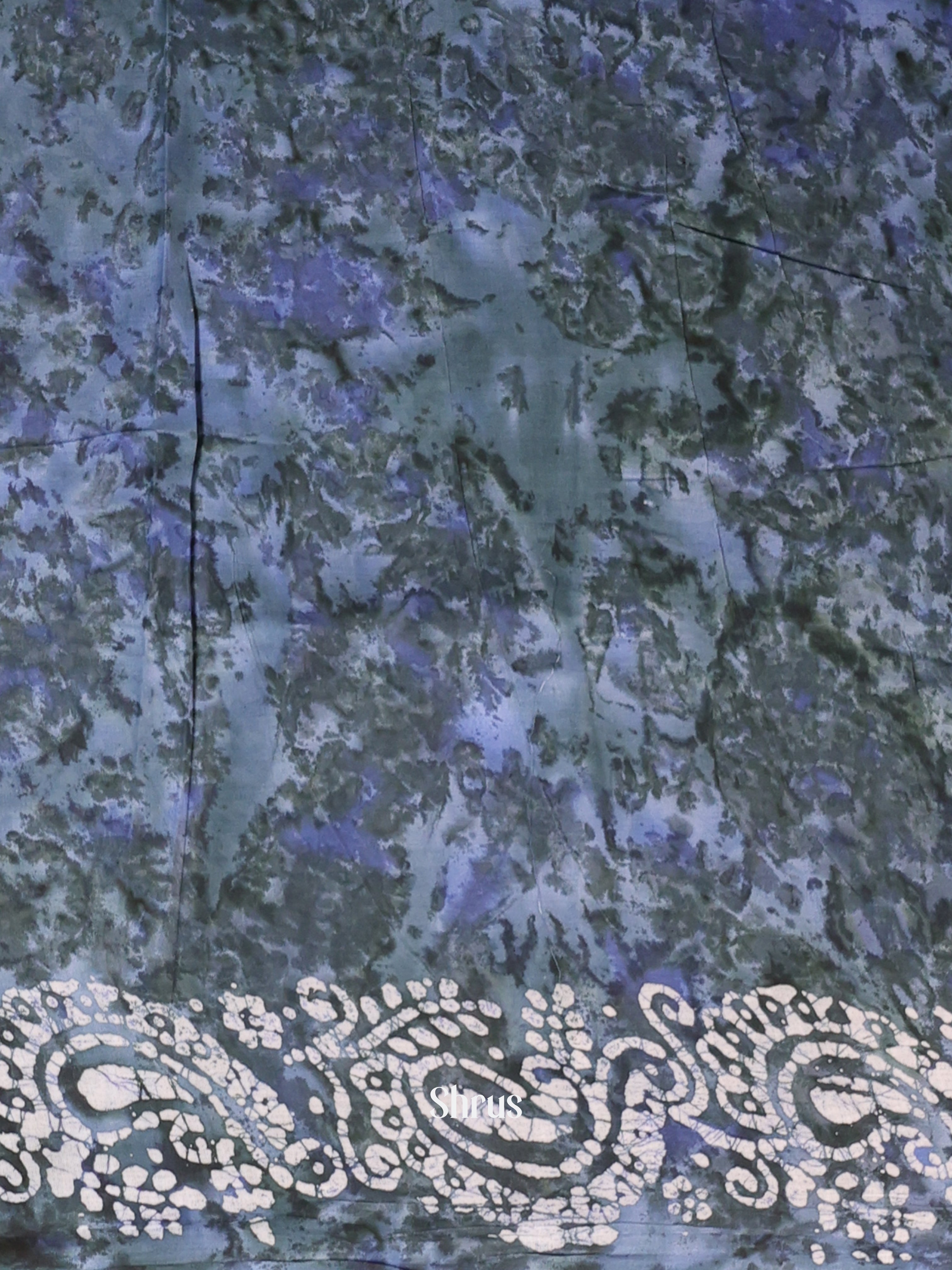 Blue & Grey- Cotton Saree - Shop on Shrus.com