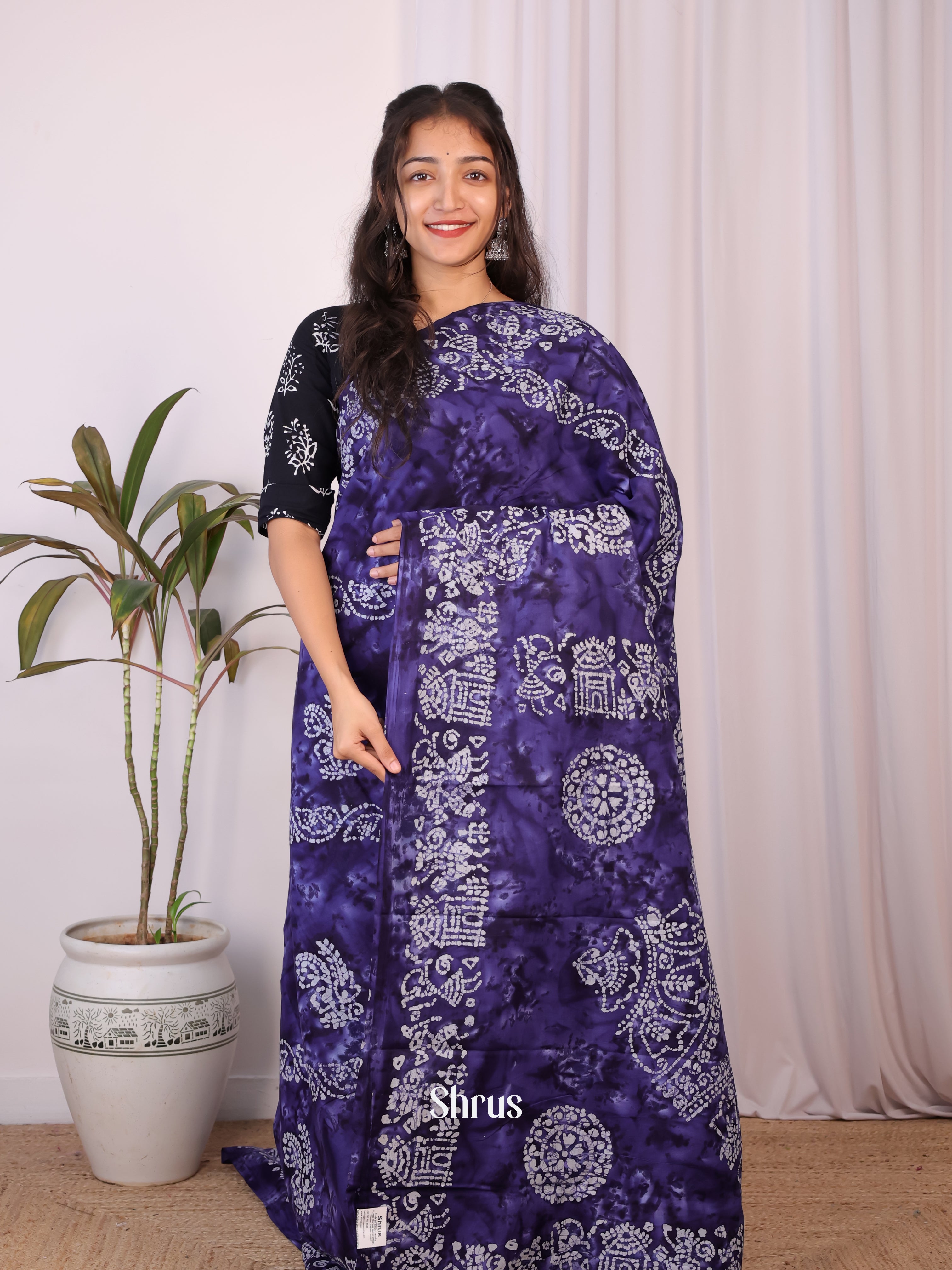 Violet - Cotton Saree - Shop on Shrus.com