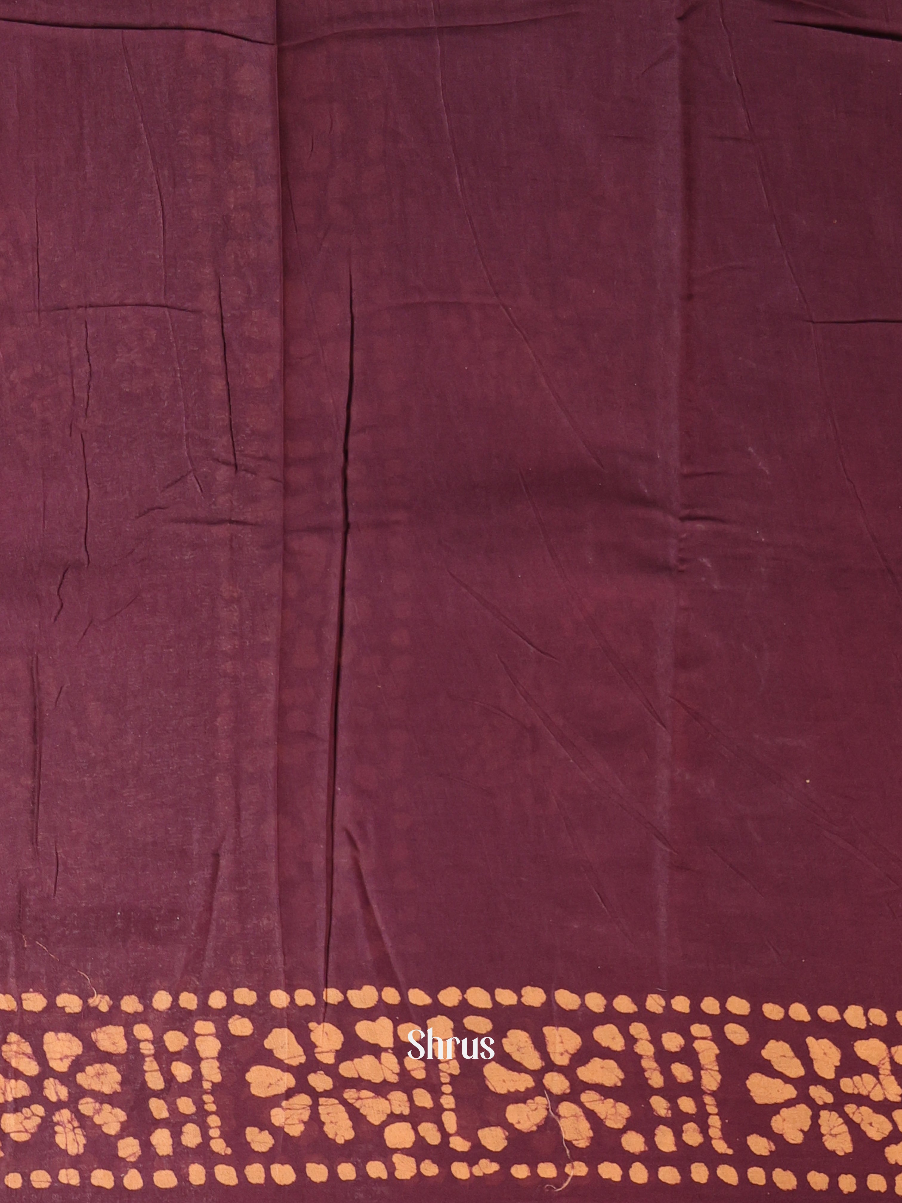 Wine - Cotton Saree - Shop on Shrus.com