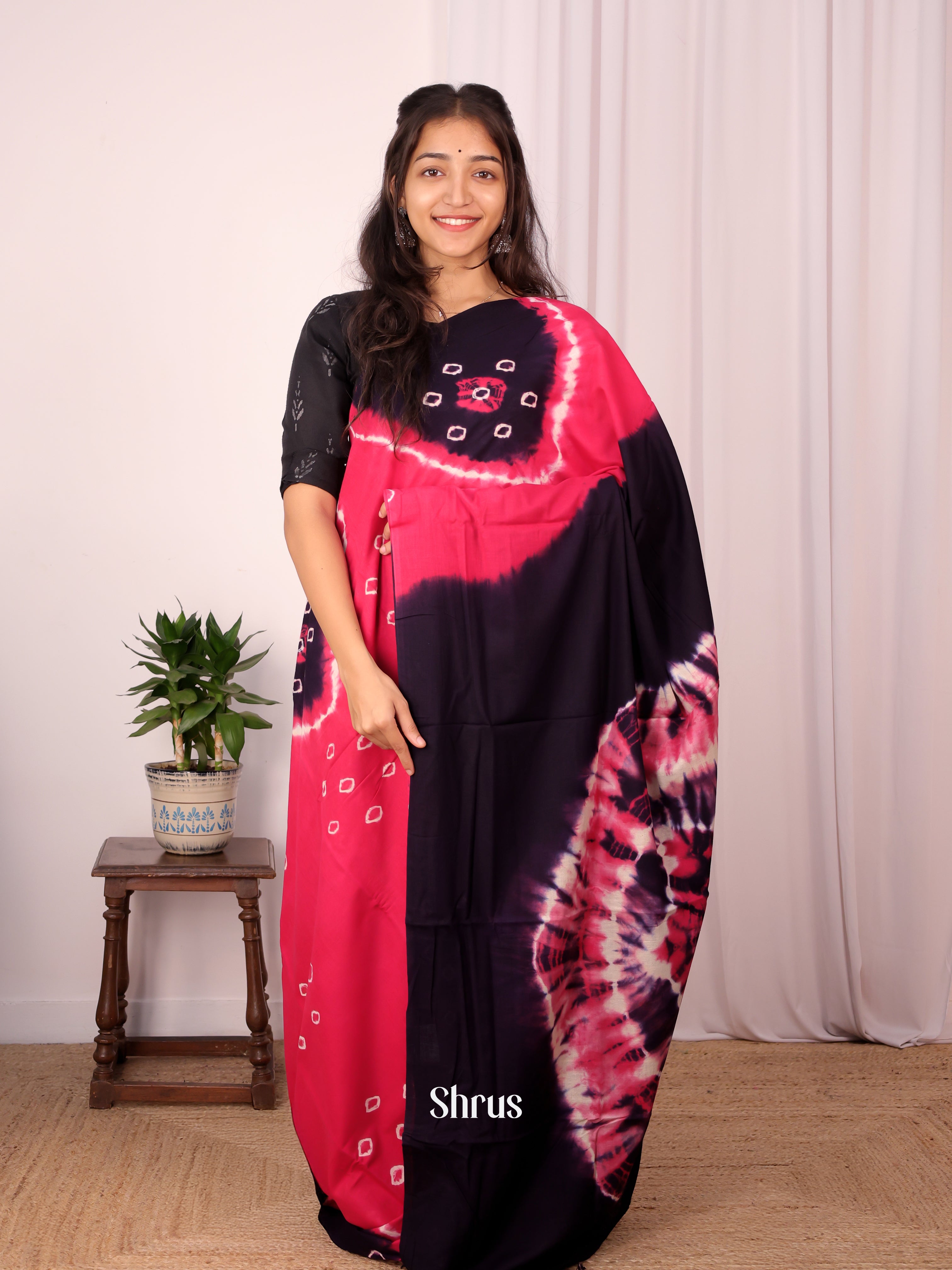 Violet & Pink - Cotton Saree - Shop on Shrus.com
