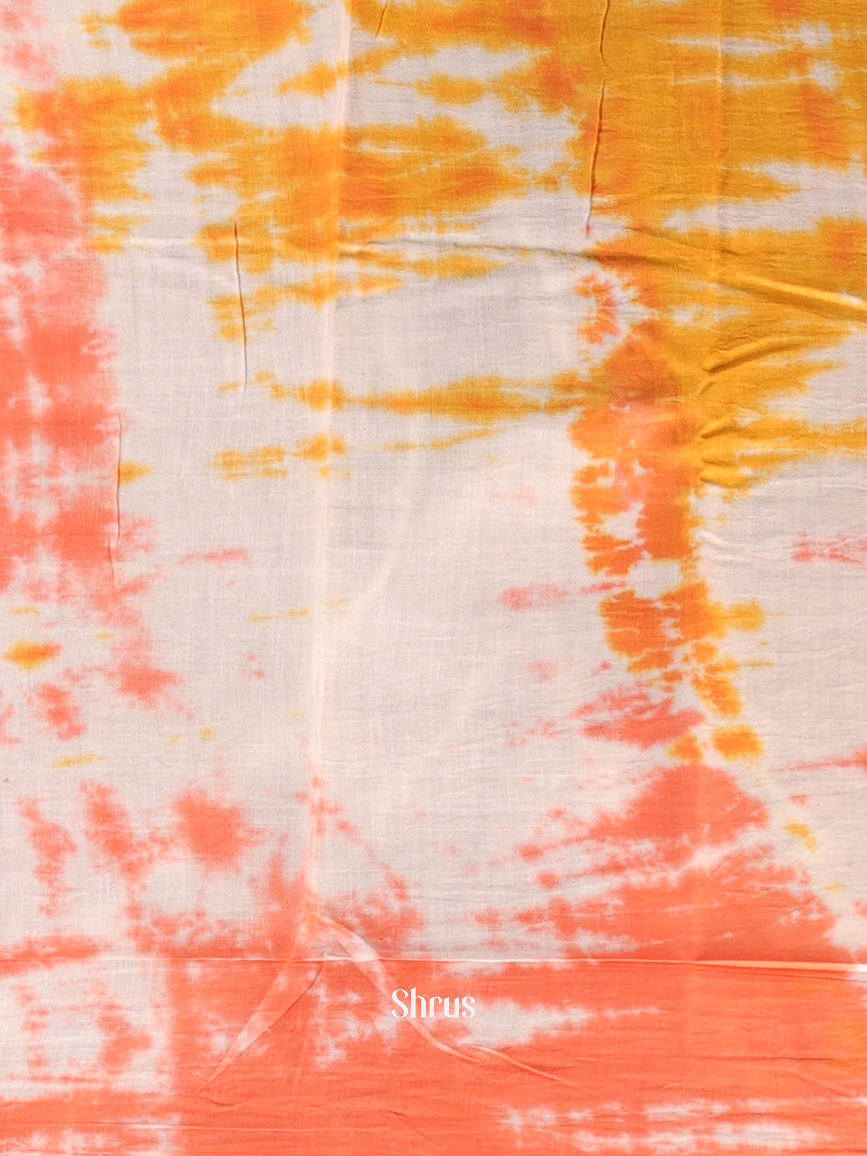 Grey & Orange - Cotton Saree - Shop on Shrus.com