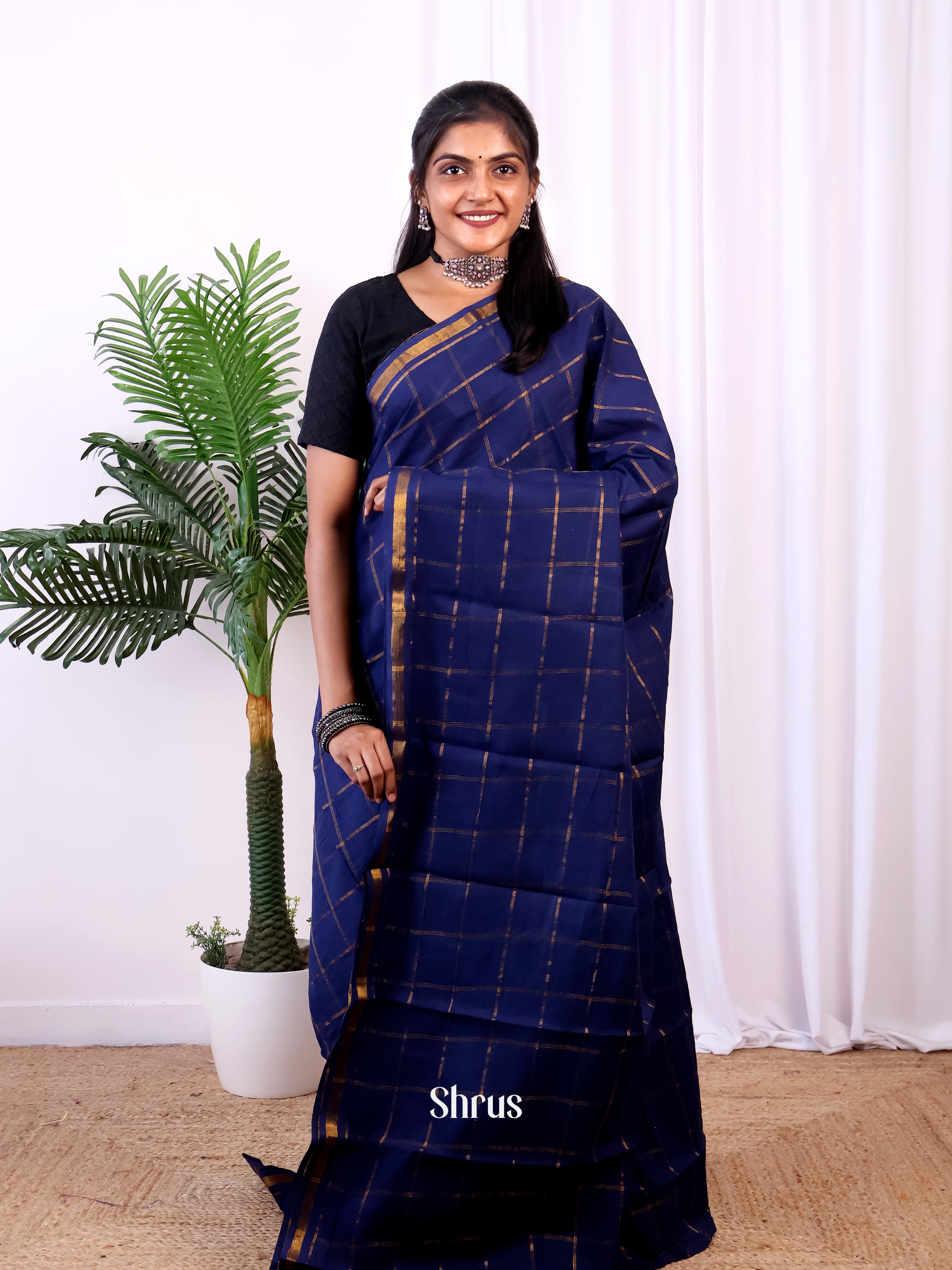 Blue - Sungudi Cotton Saree - Shop on Shrus.com