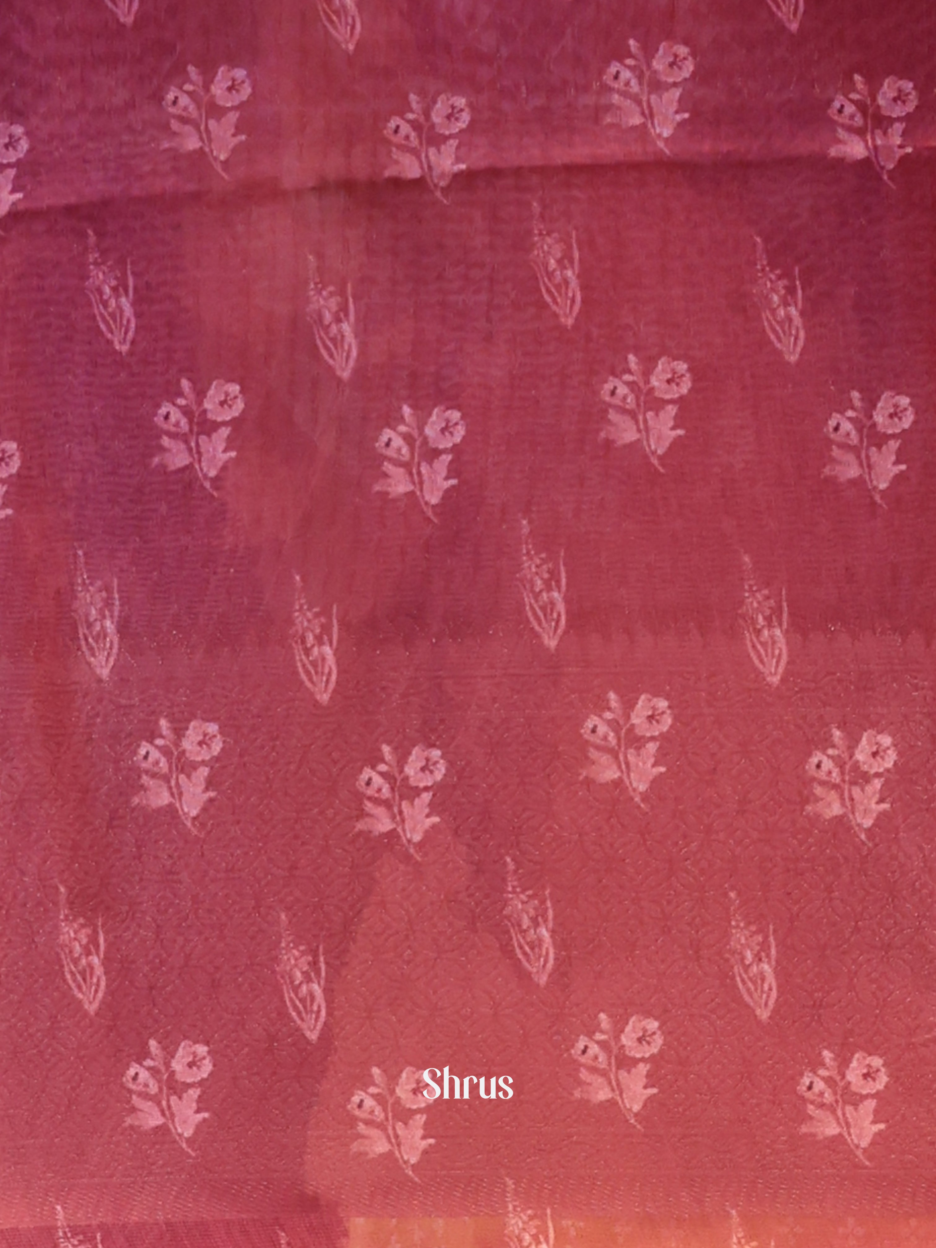 Maroon - Semi Jute Saree - Shop on Shrus.com