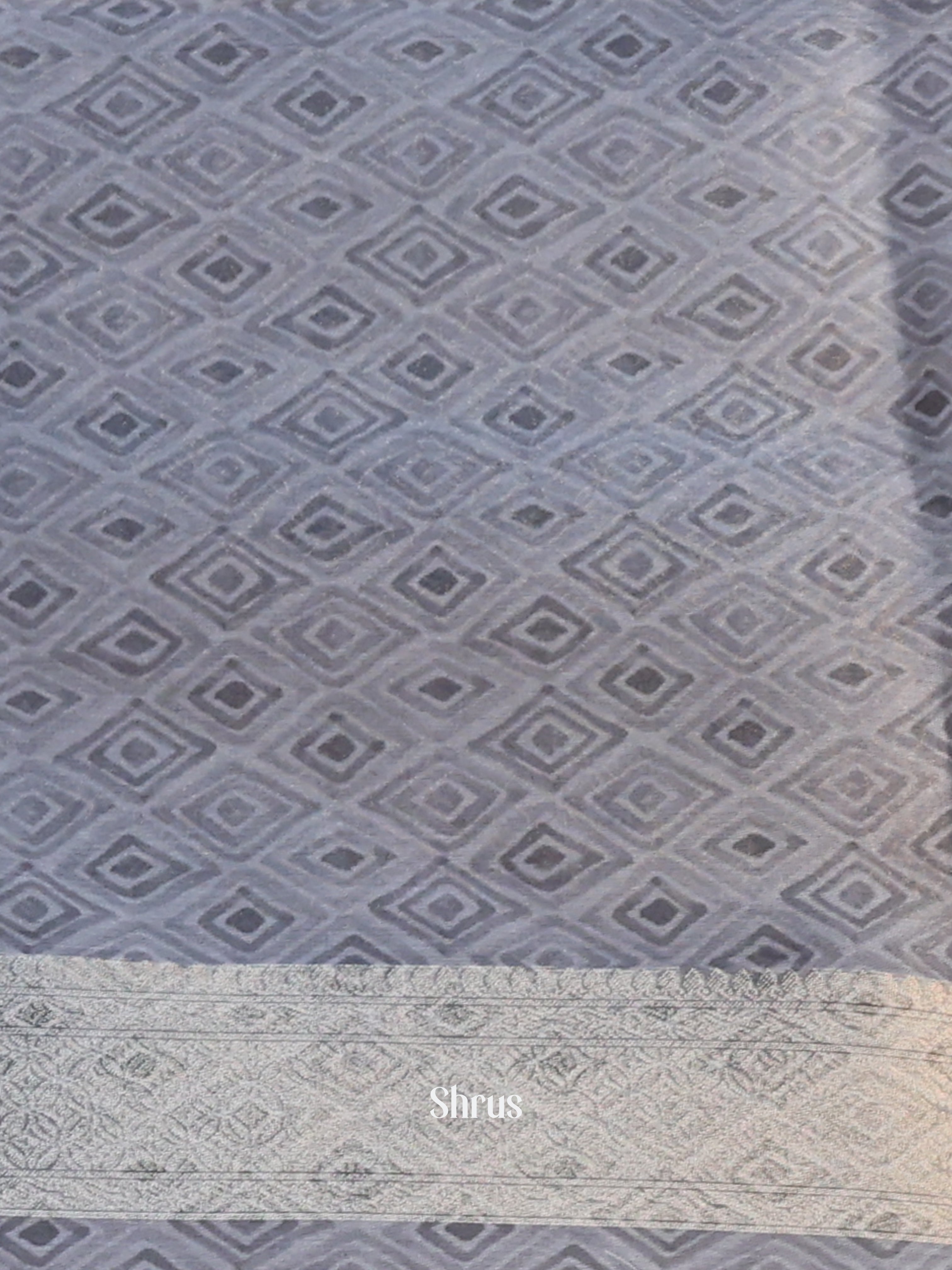 Grey- Semi Jute Saree - Shop on Shrus.com
