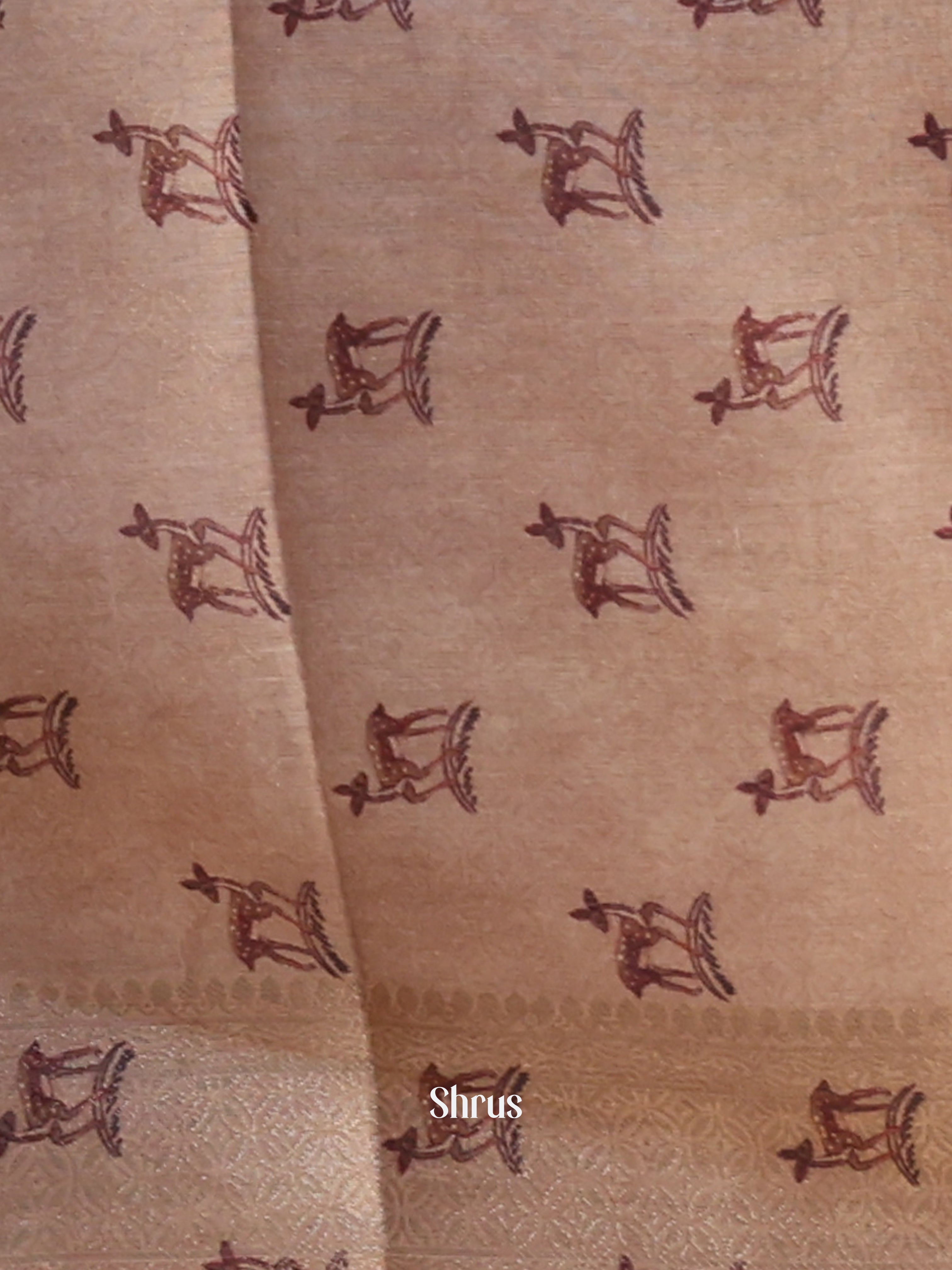 Lite Brown & Brown - Semi Jute Saree - Shop on Shrus.com