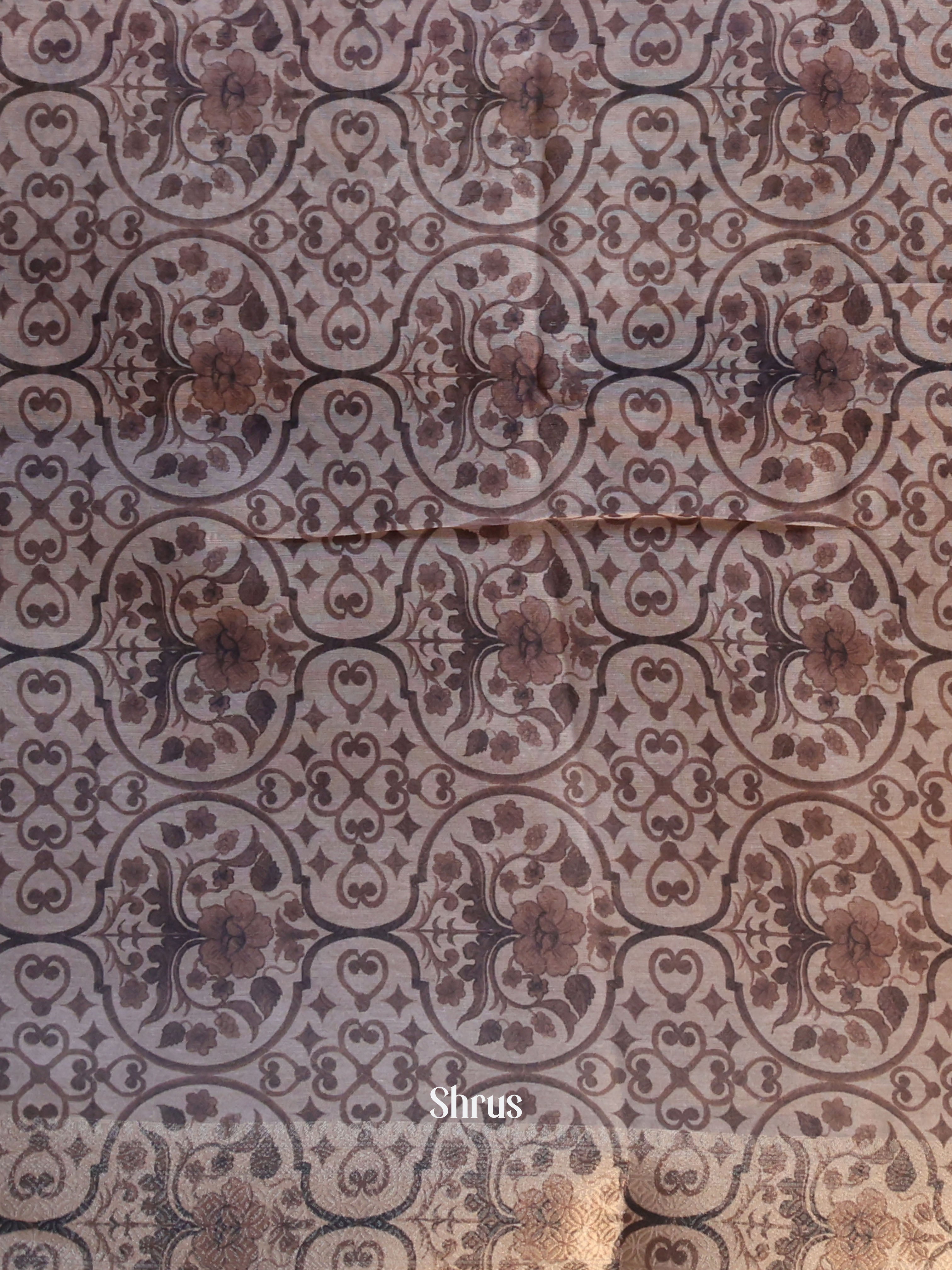 Lite Brown -Semi Jute Saree - Shop on Shrus.com