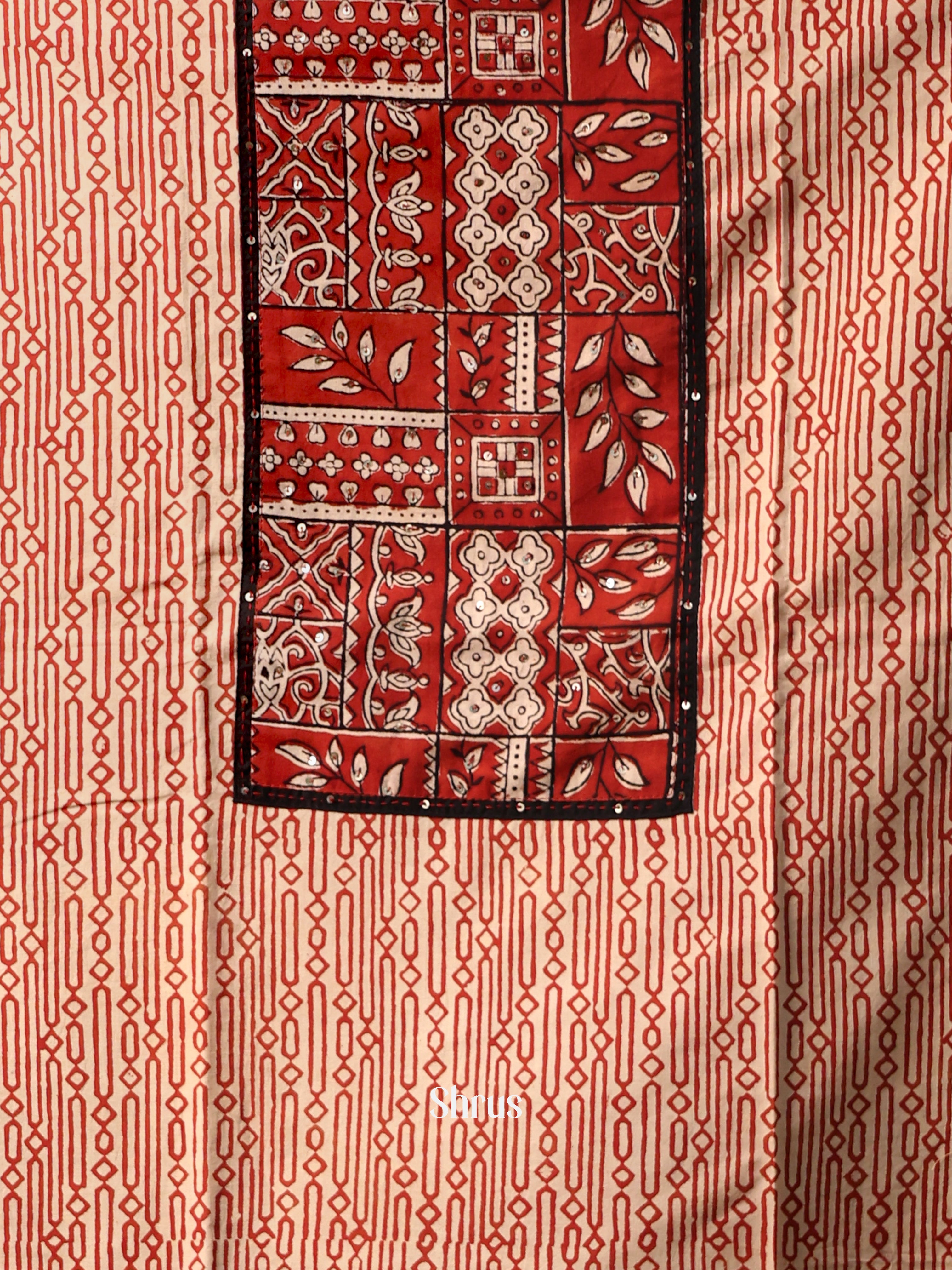 Peach & Red- Cotton salwar - Shop on Shrus.com