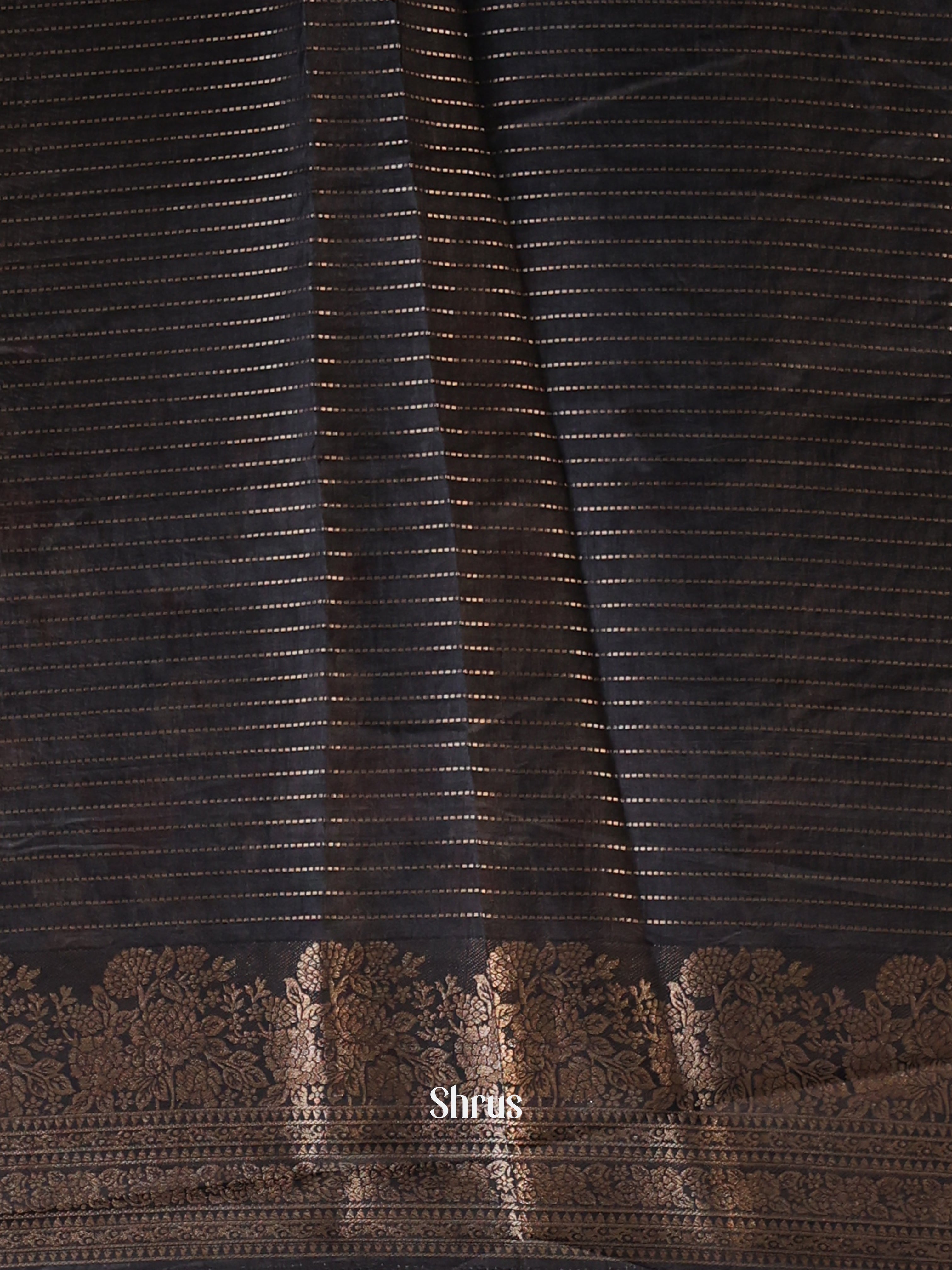 Grey & Black - Semi Dola silk Saree - Shop on Shrus.com