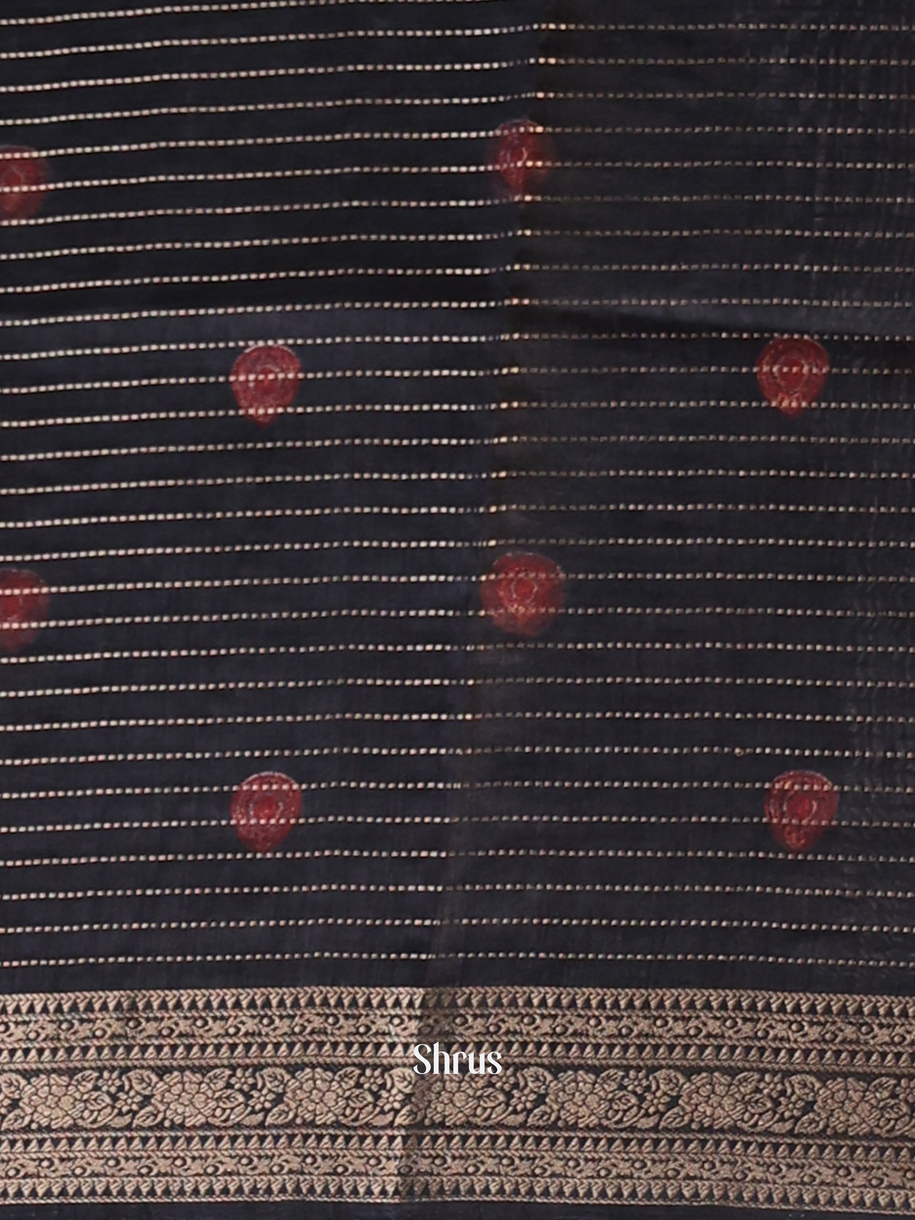 Grey & Black - Semi Dola silk Saree - Shop on Shrus.com