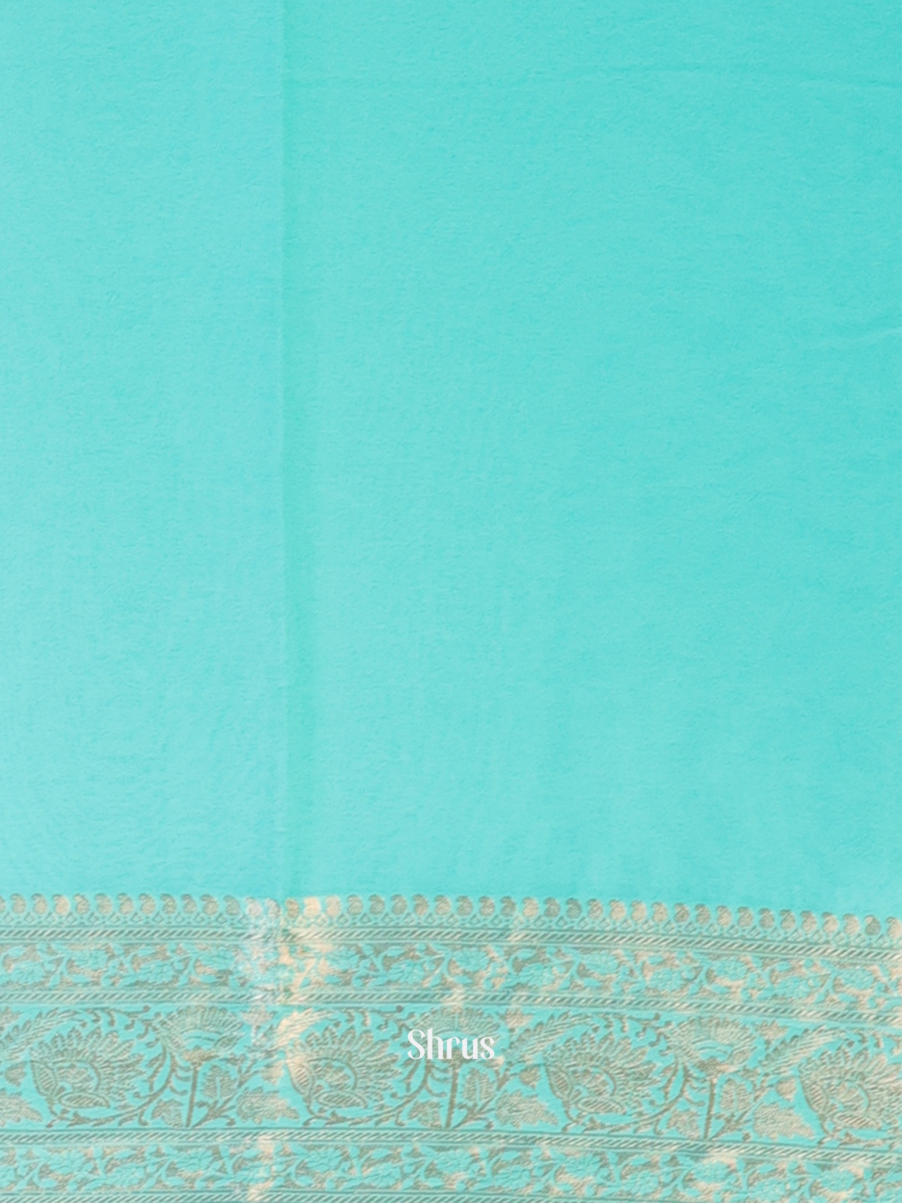 Teal - Semi Mysoresilk Saree - Shop on Shrus.com