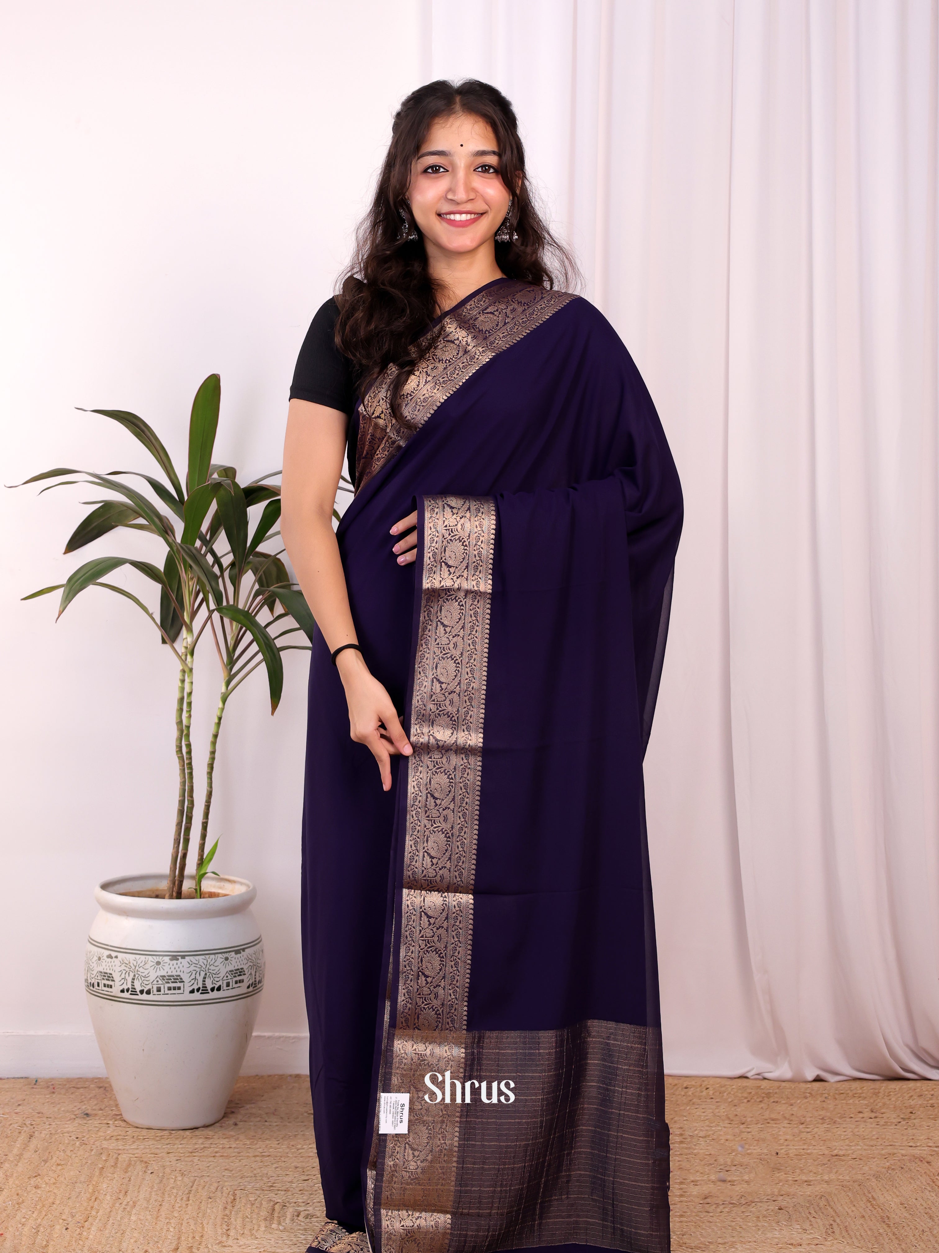 Violet - Semi Mysoresilk Saree - Shop on Shrus.com
