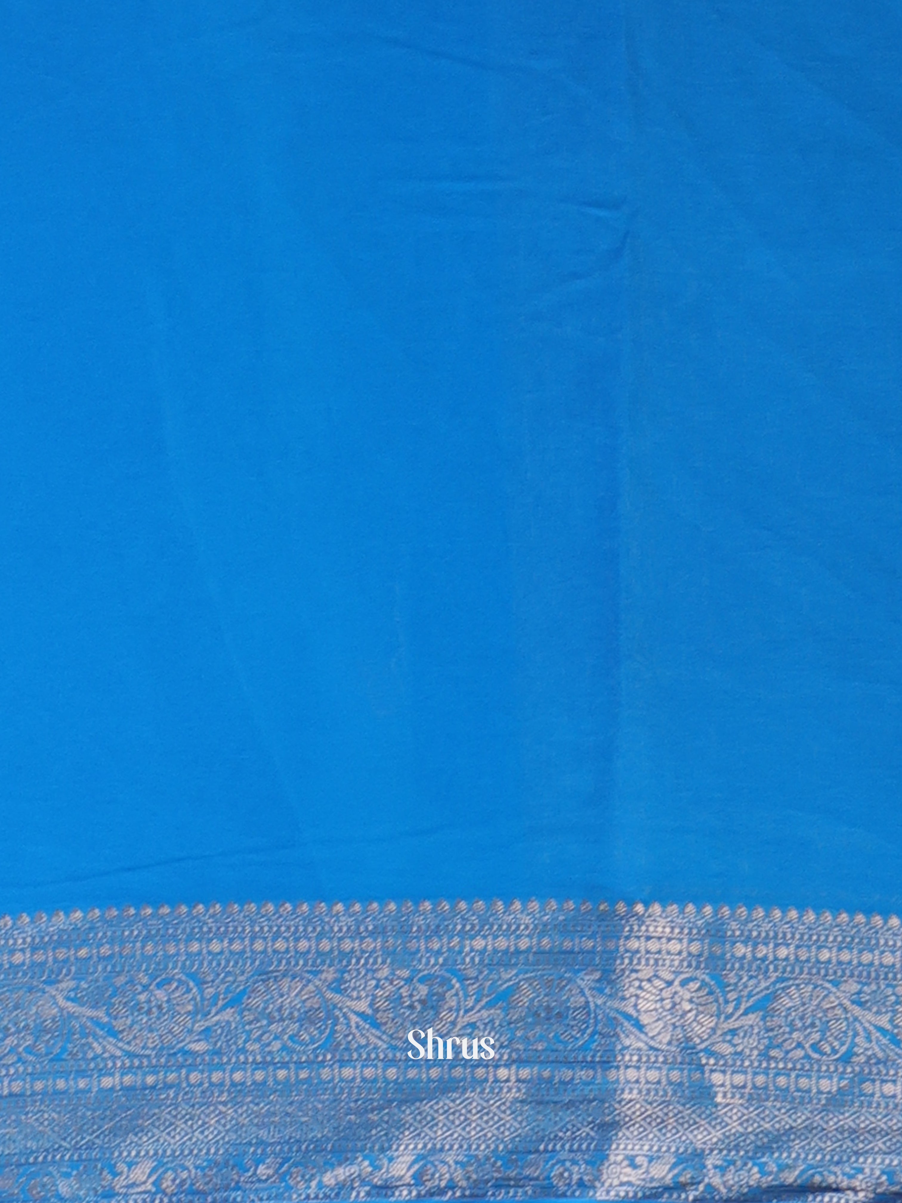Blue - Semi Mysoresilk Saree - Shop on Shrus.com