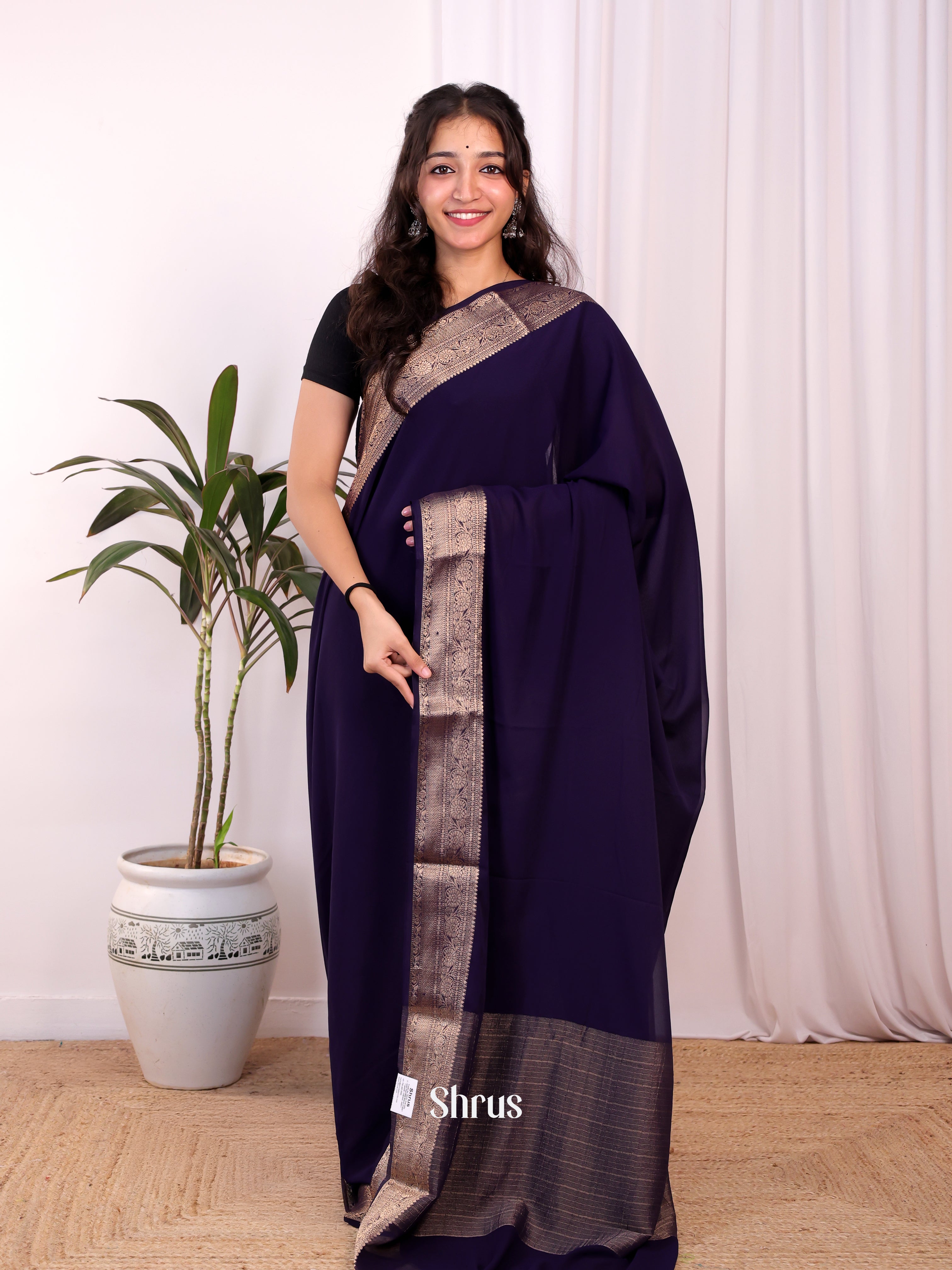 Violet - Semi Mysoresilk Saree - Shop on Shrus.com