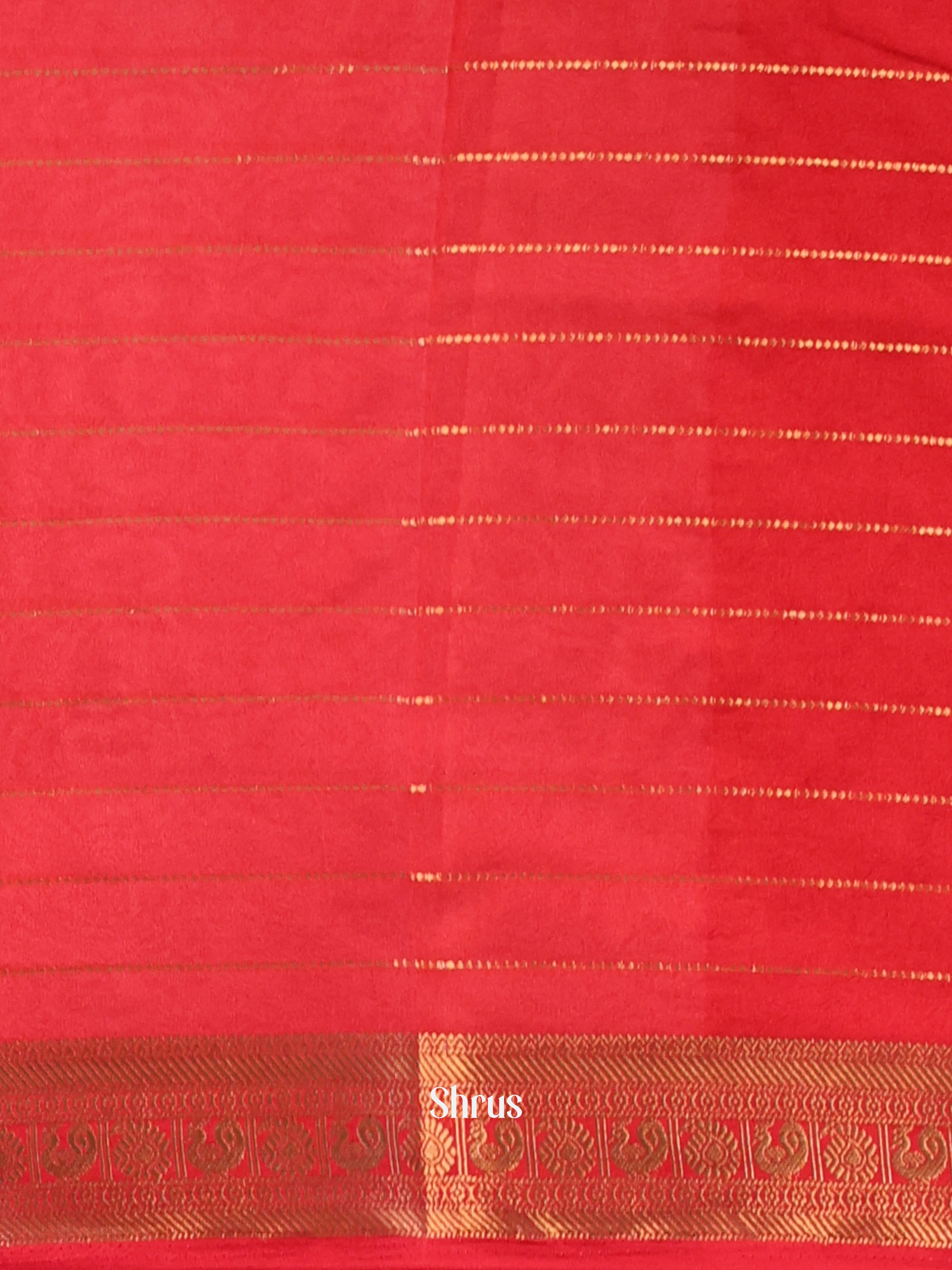 Cream & Red- Semi Mysoresilk Saree - Shop on Shrus.com