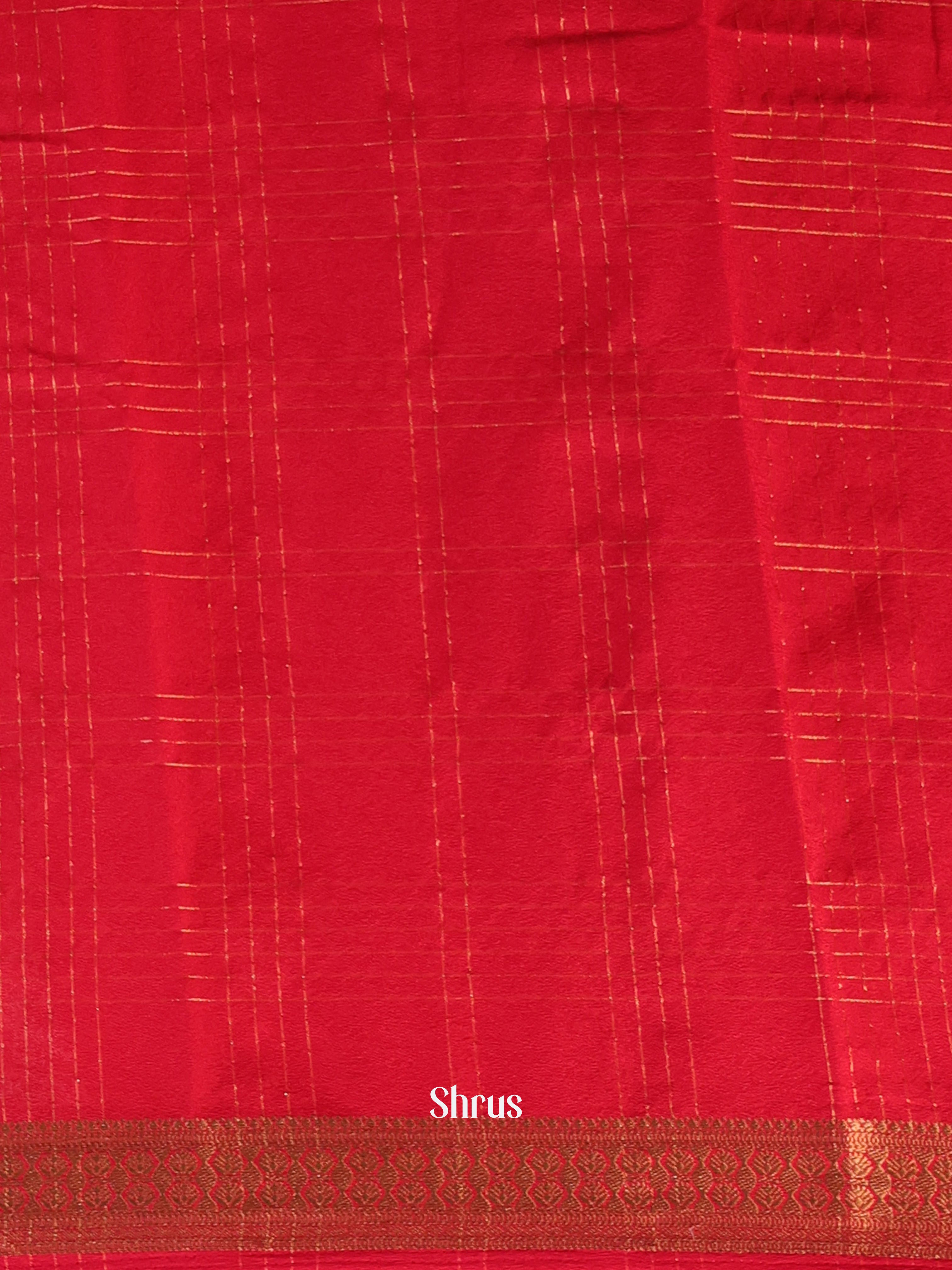 Cream & Red - Semi Mysoresilk Saree - Shop on Shrus.com