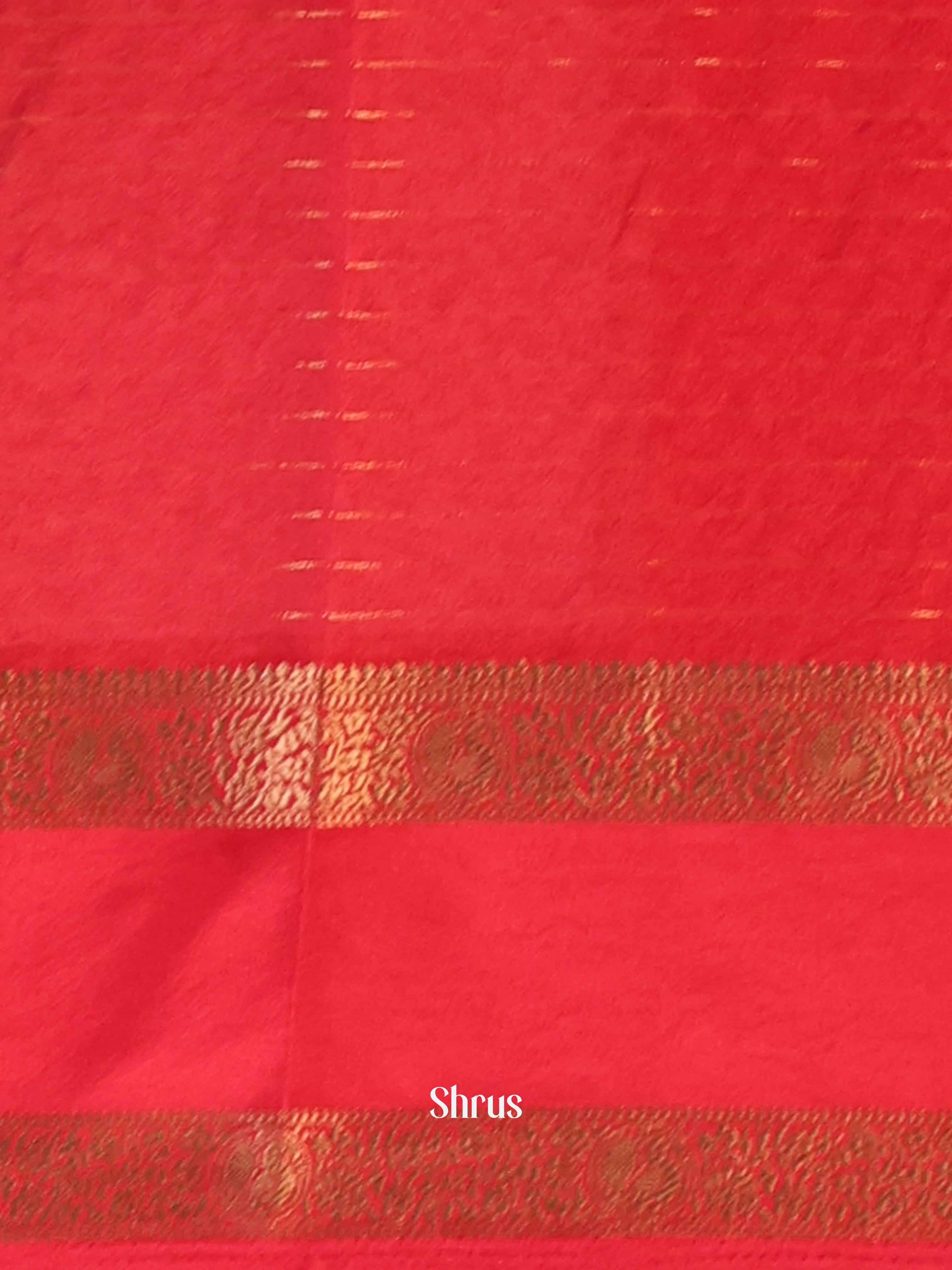 Cream & Red - Semi Mysoresilk Saree - Shop on Shrus.com
