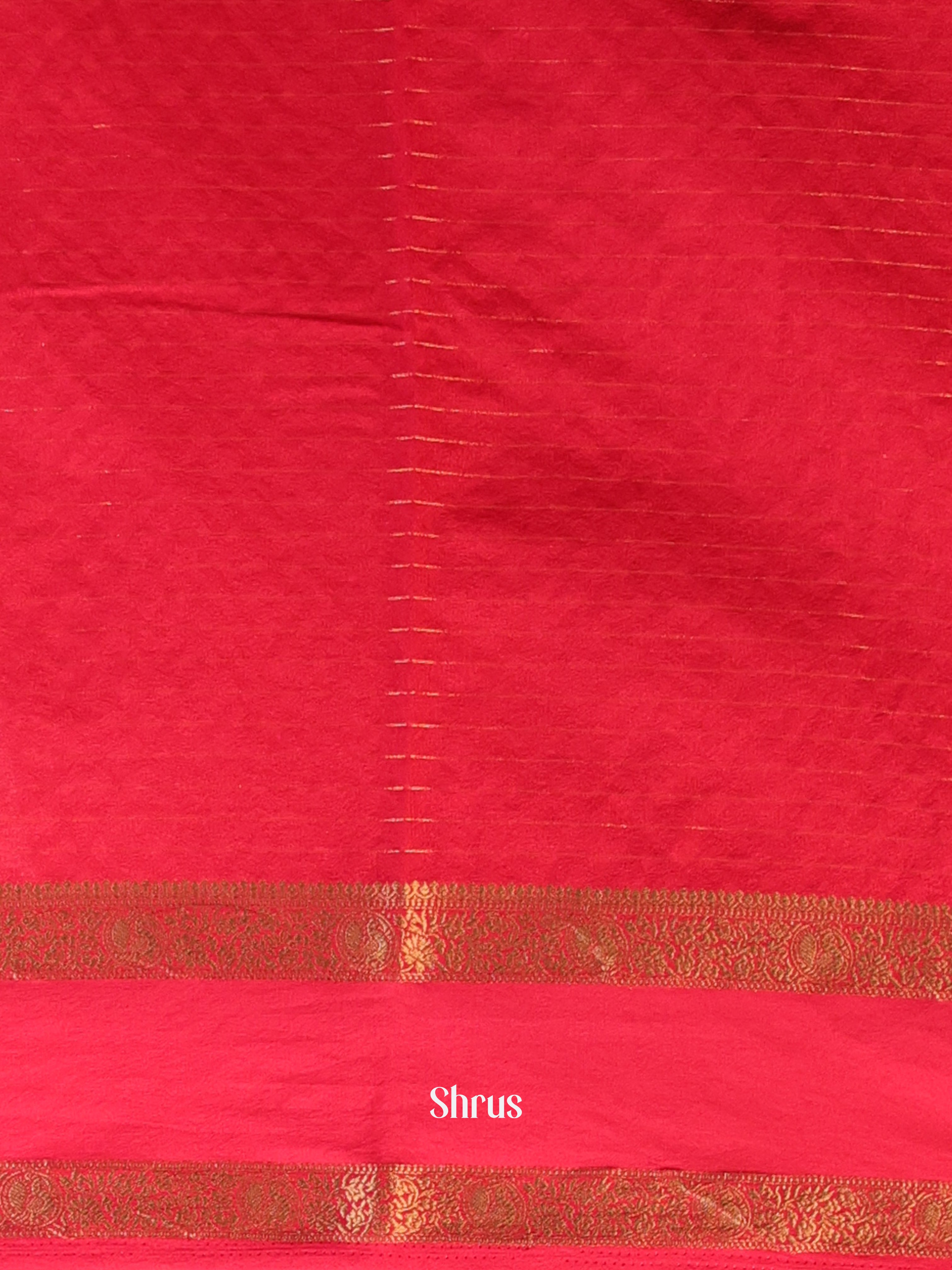 Black & Red - Semi Mysoresilk Saree - Shop on Shrus.com