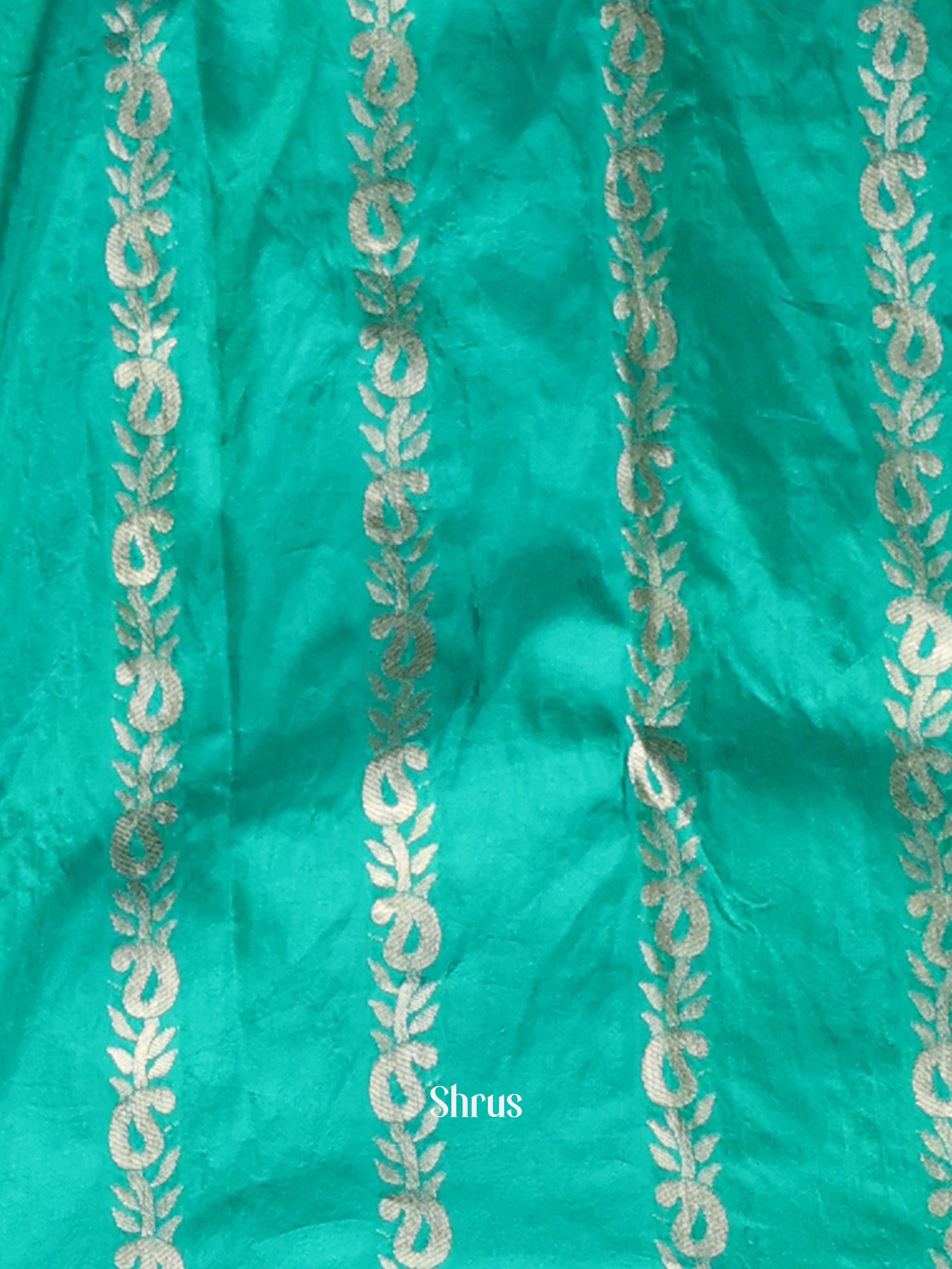 Teal - Semi Mysoresilk Saree - Shop on Shrus.com