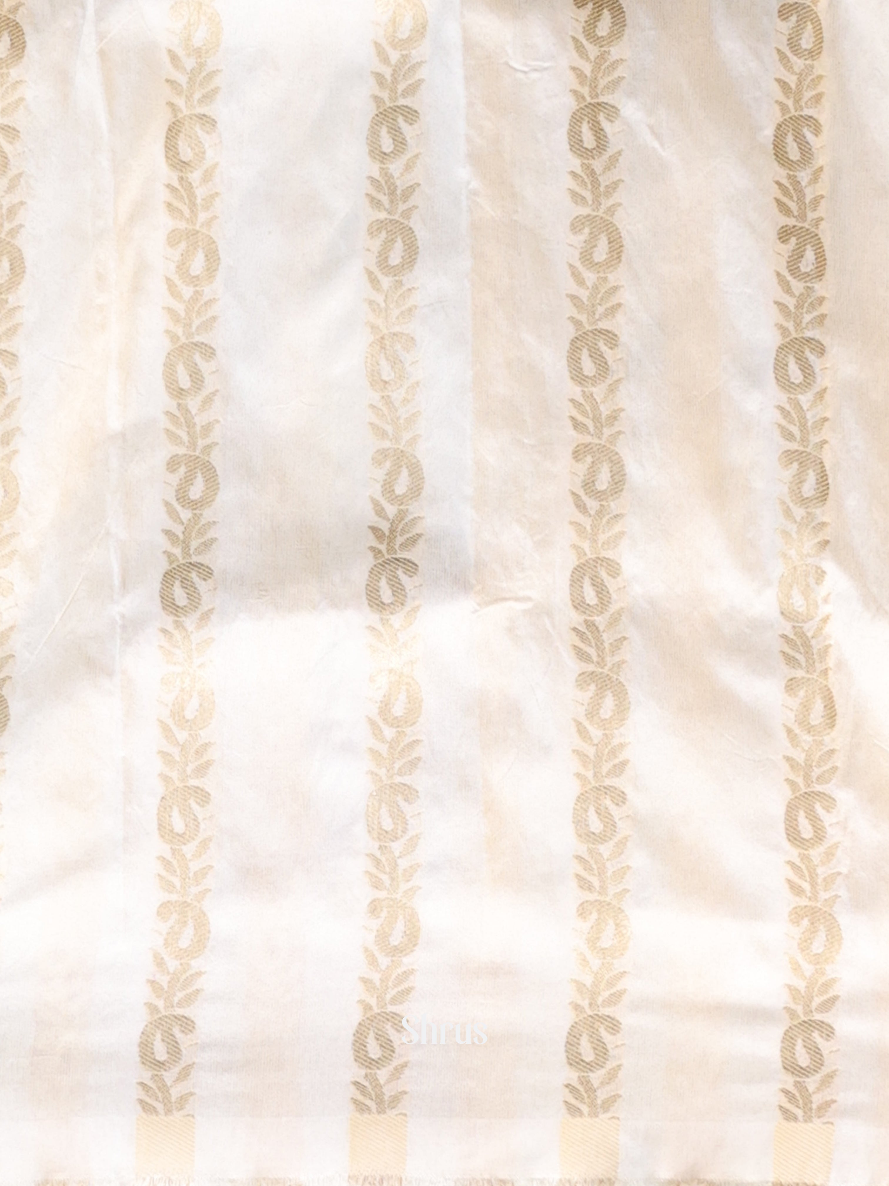 Blue & Cream - Semi Mysoresilk Saree - Shop on Shrus.com