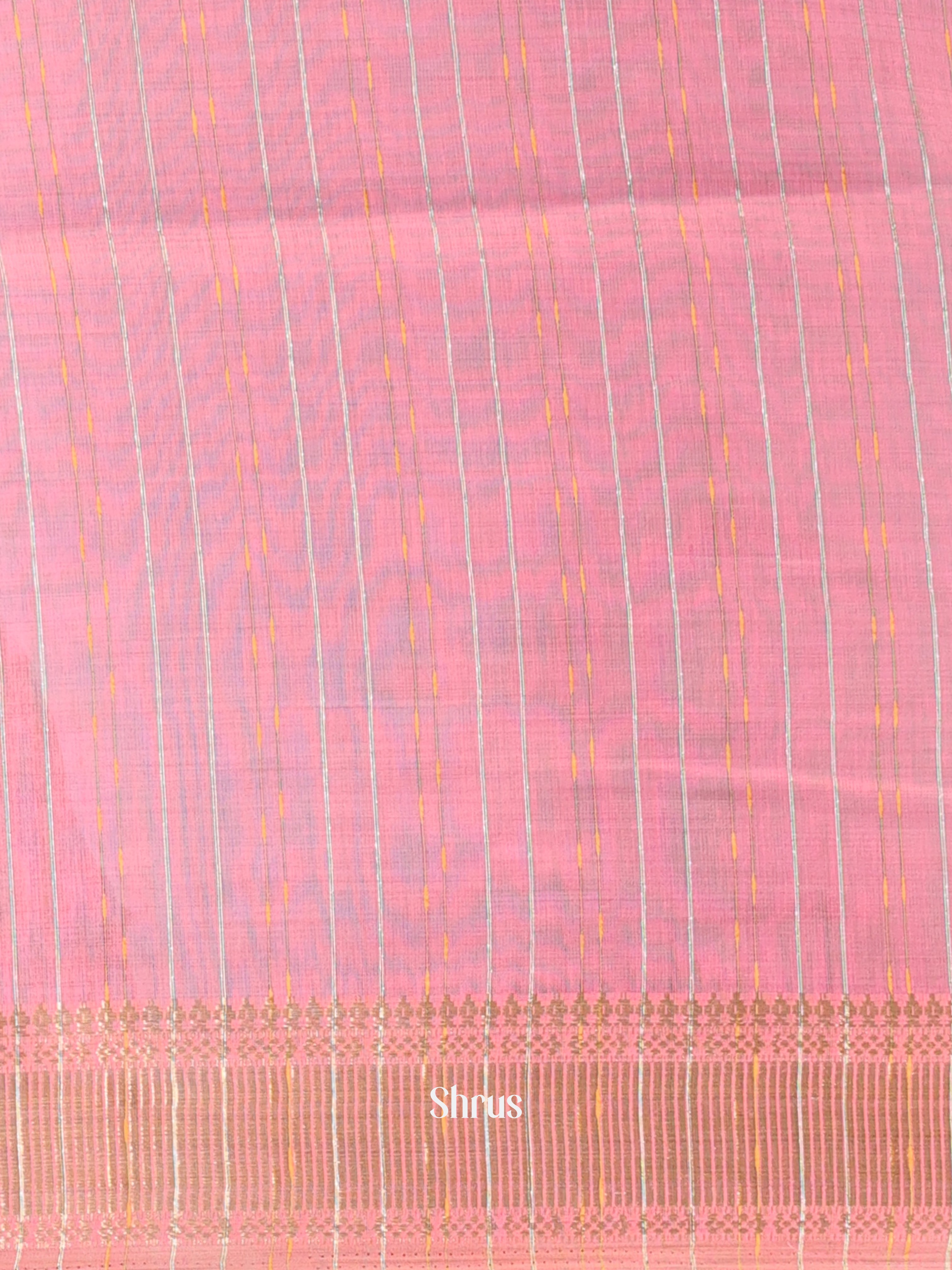 Peachish Pink - Semi Maheshwari Saree - Shop on Shrus.com