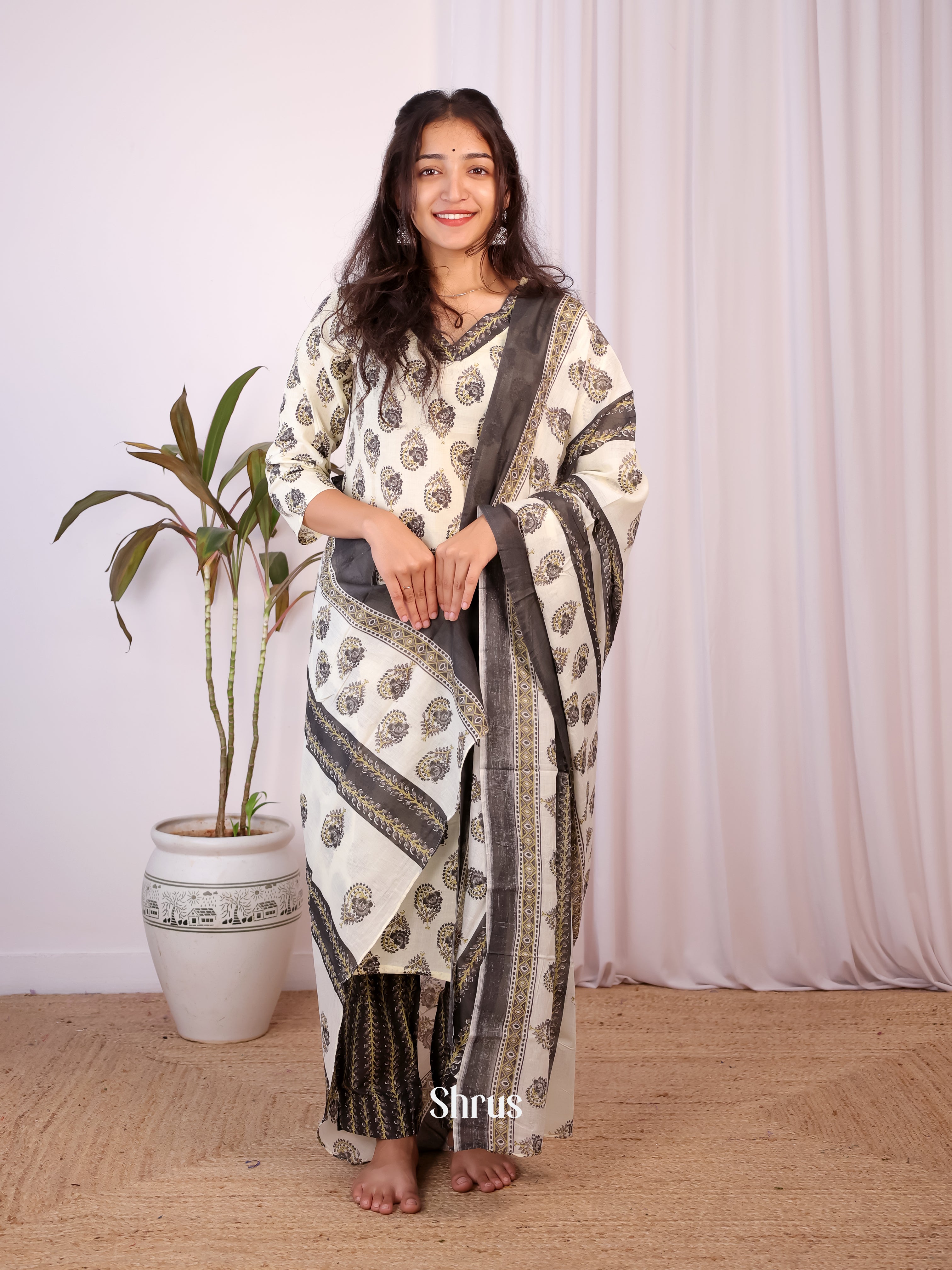 Cream & Black - Readymade Suits - Shop on Shrus.com