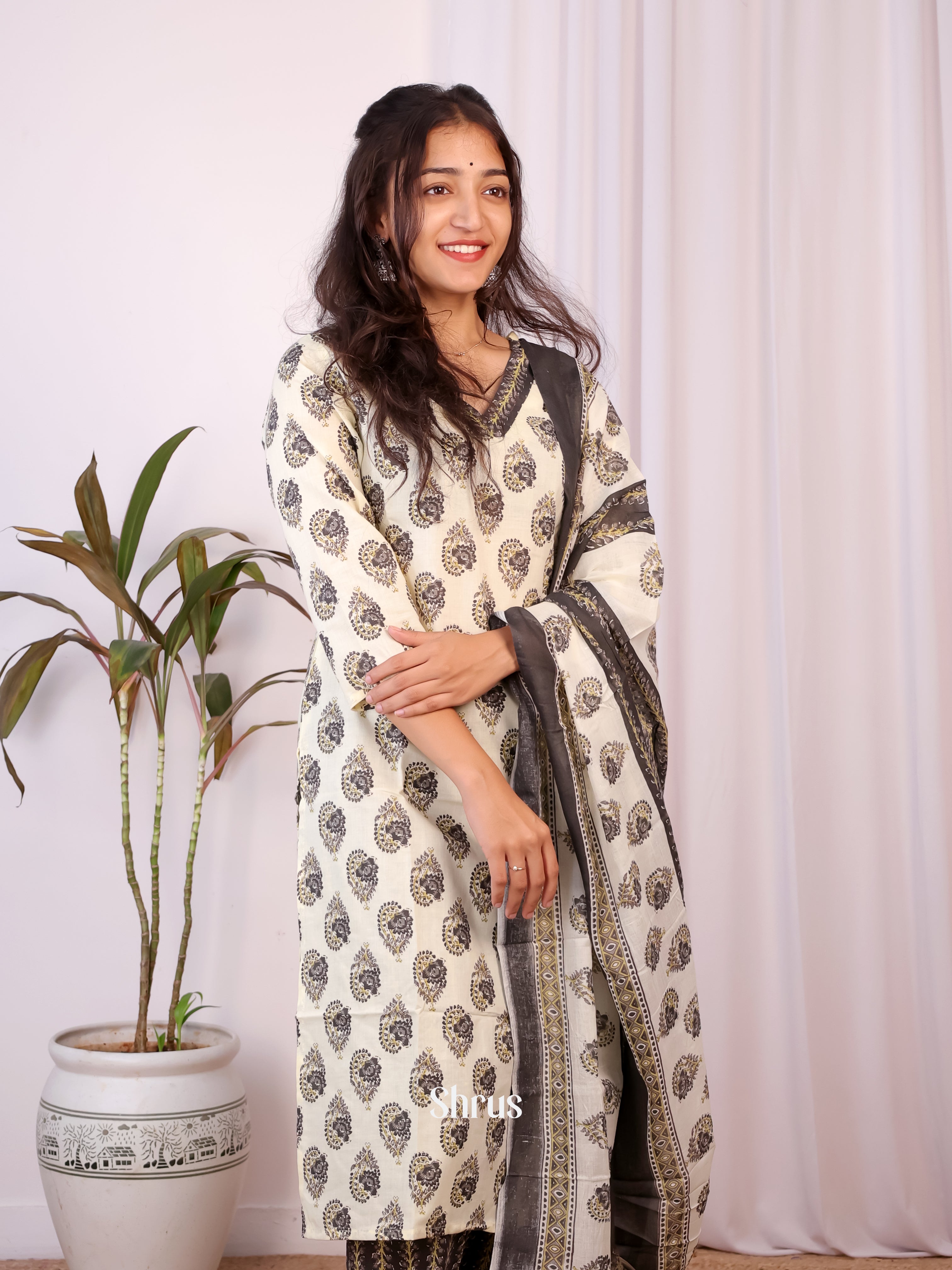 Cream & Black - Readymade Suits - Shop on Shrus.com