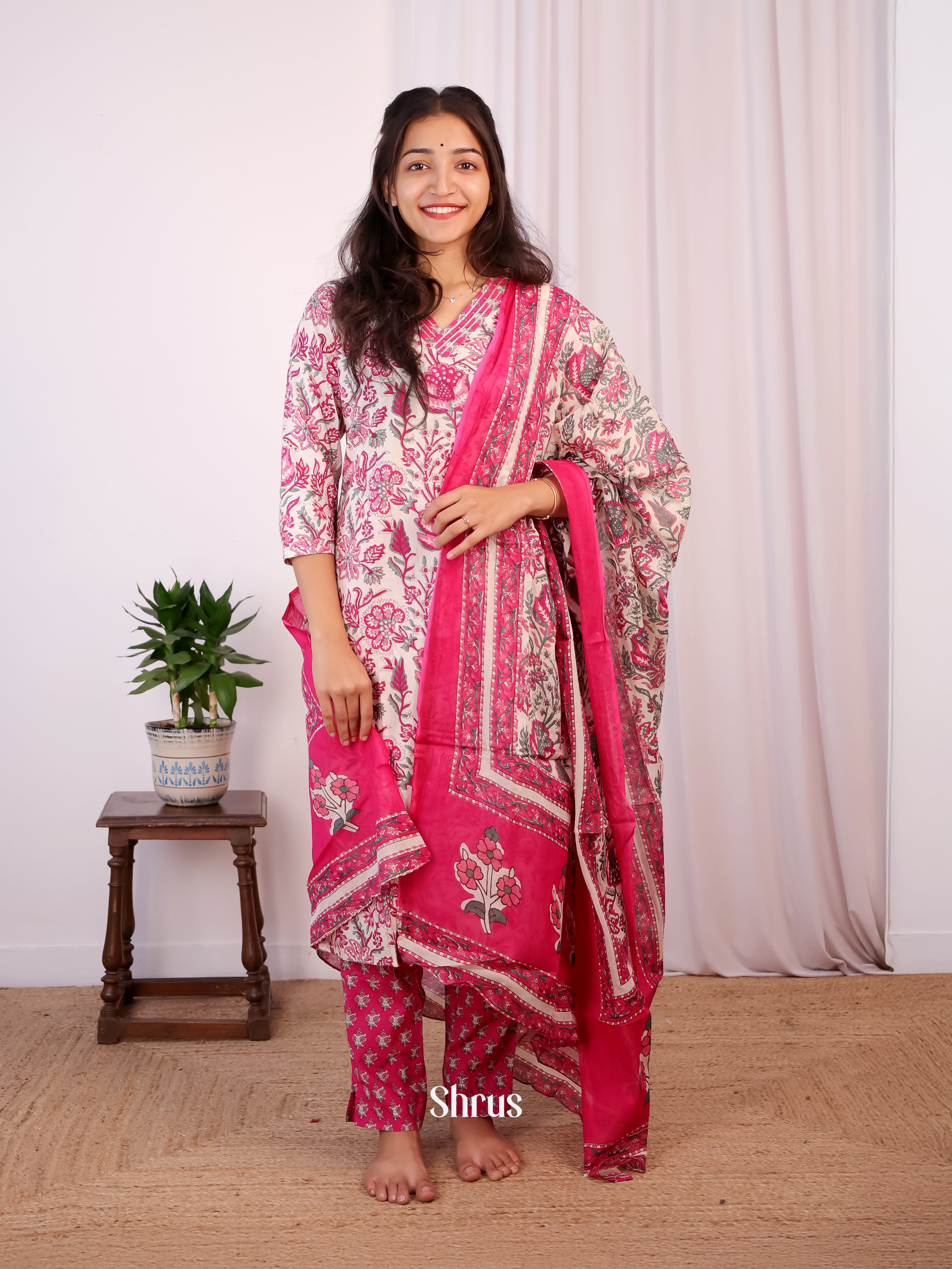 Cream & Pink - Readymade Suits - Shop on Shrus.com