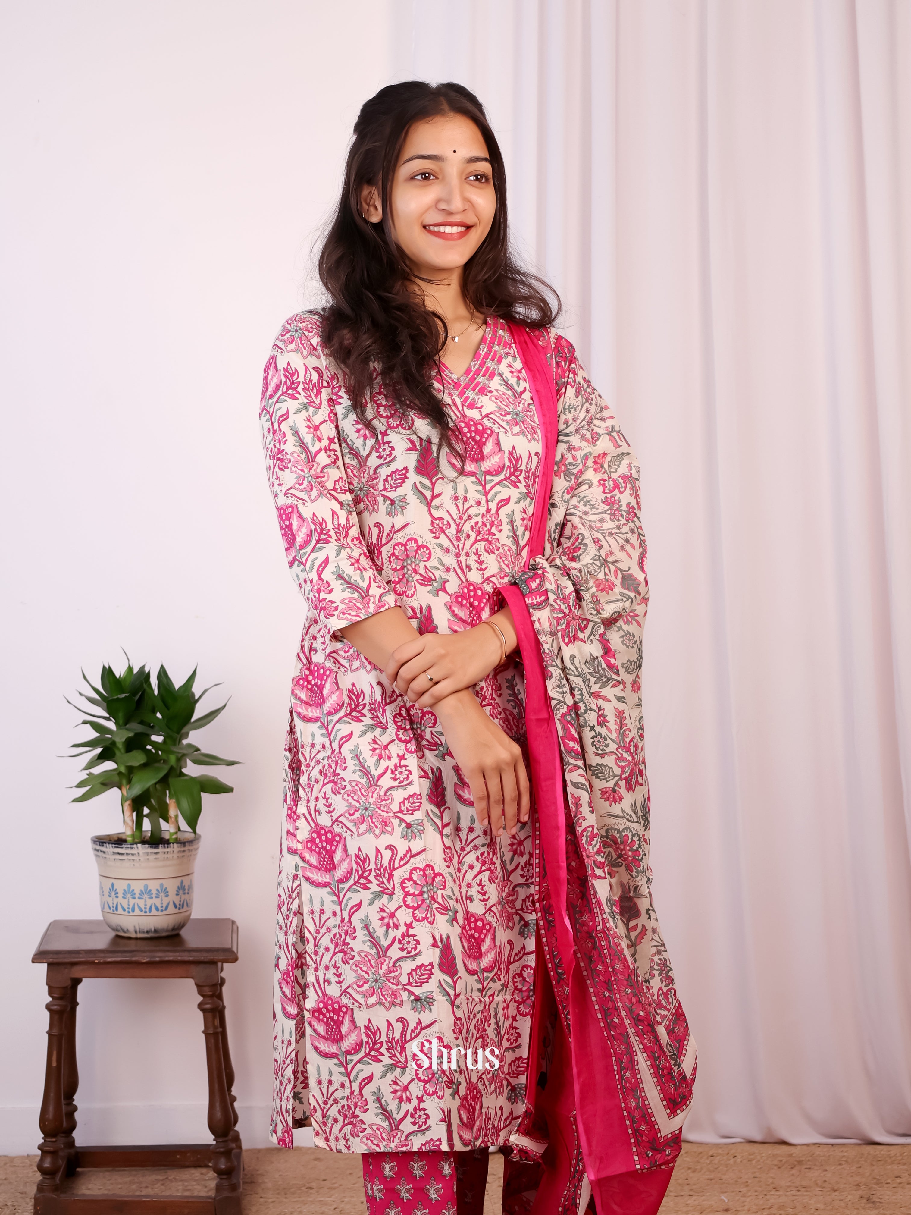 Cream & Pink - Readymade Suits - Shop on Shrus.com