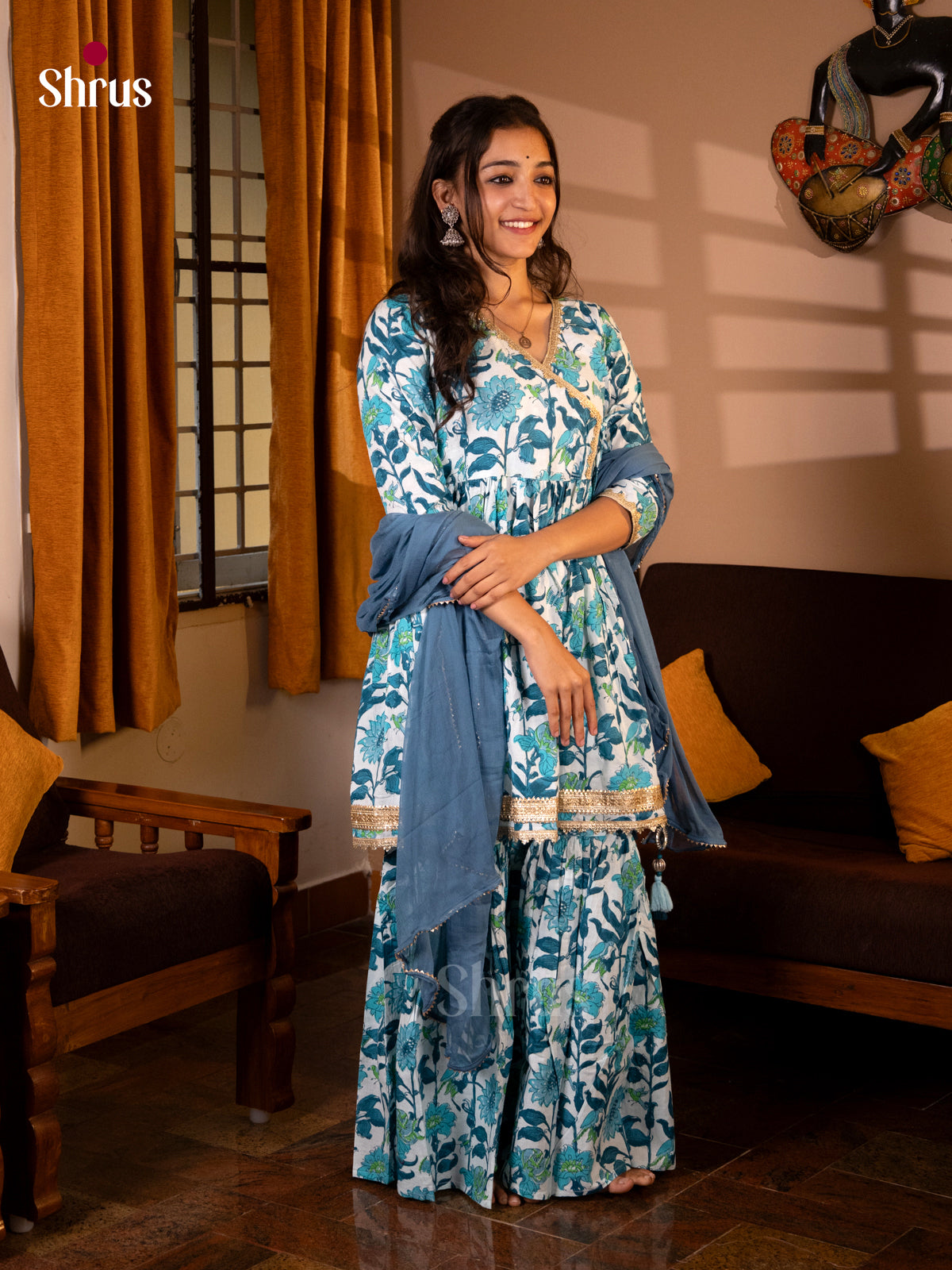 Cream & Blue - Readymade Suits - Shop on Shrus.com