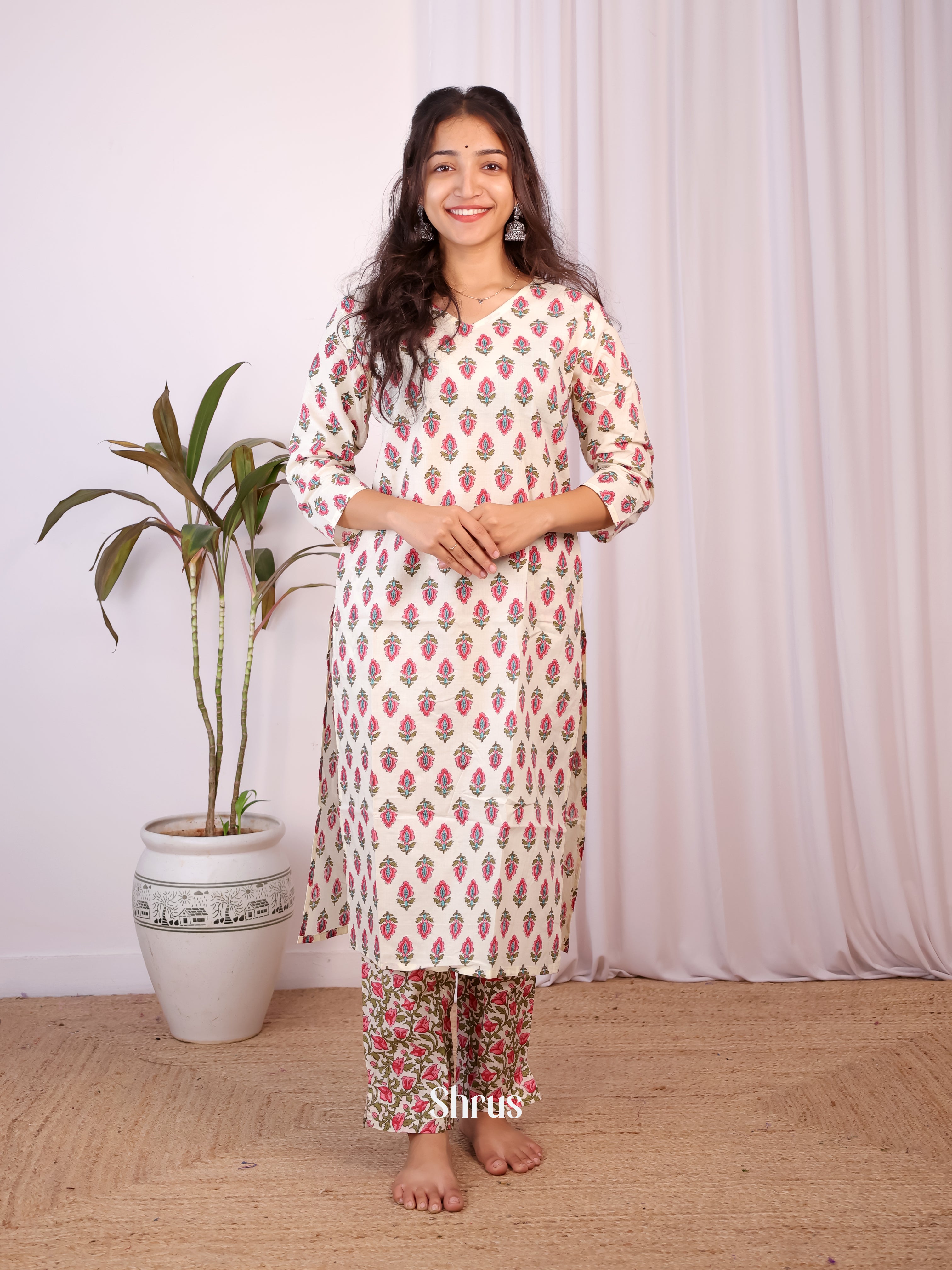 Cream & Pink - Readymade Suits - Shop on Shrus.com