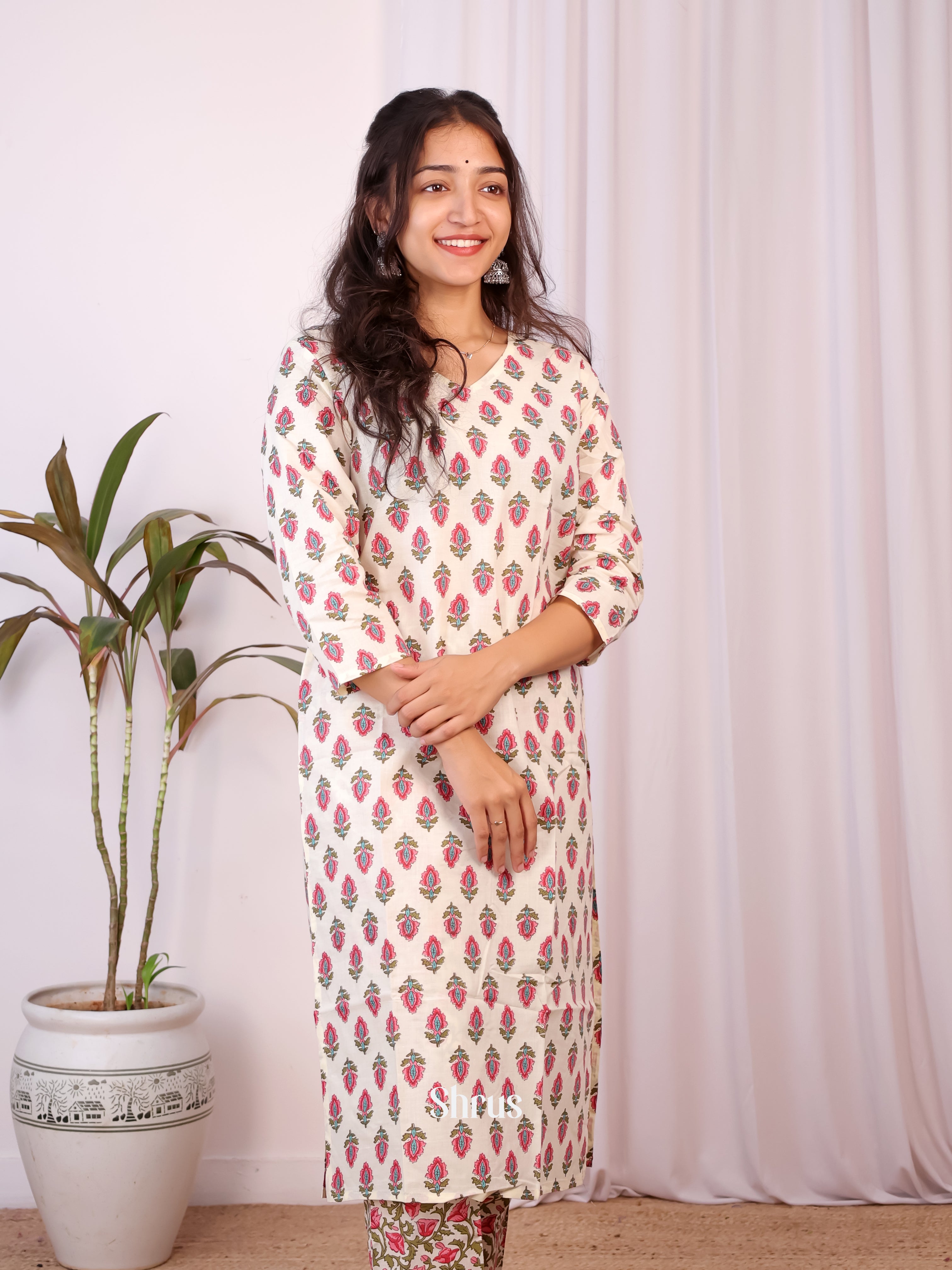 Cream & Pink - Readymade Suits - Shop on Shrus.com