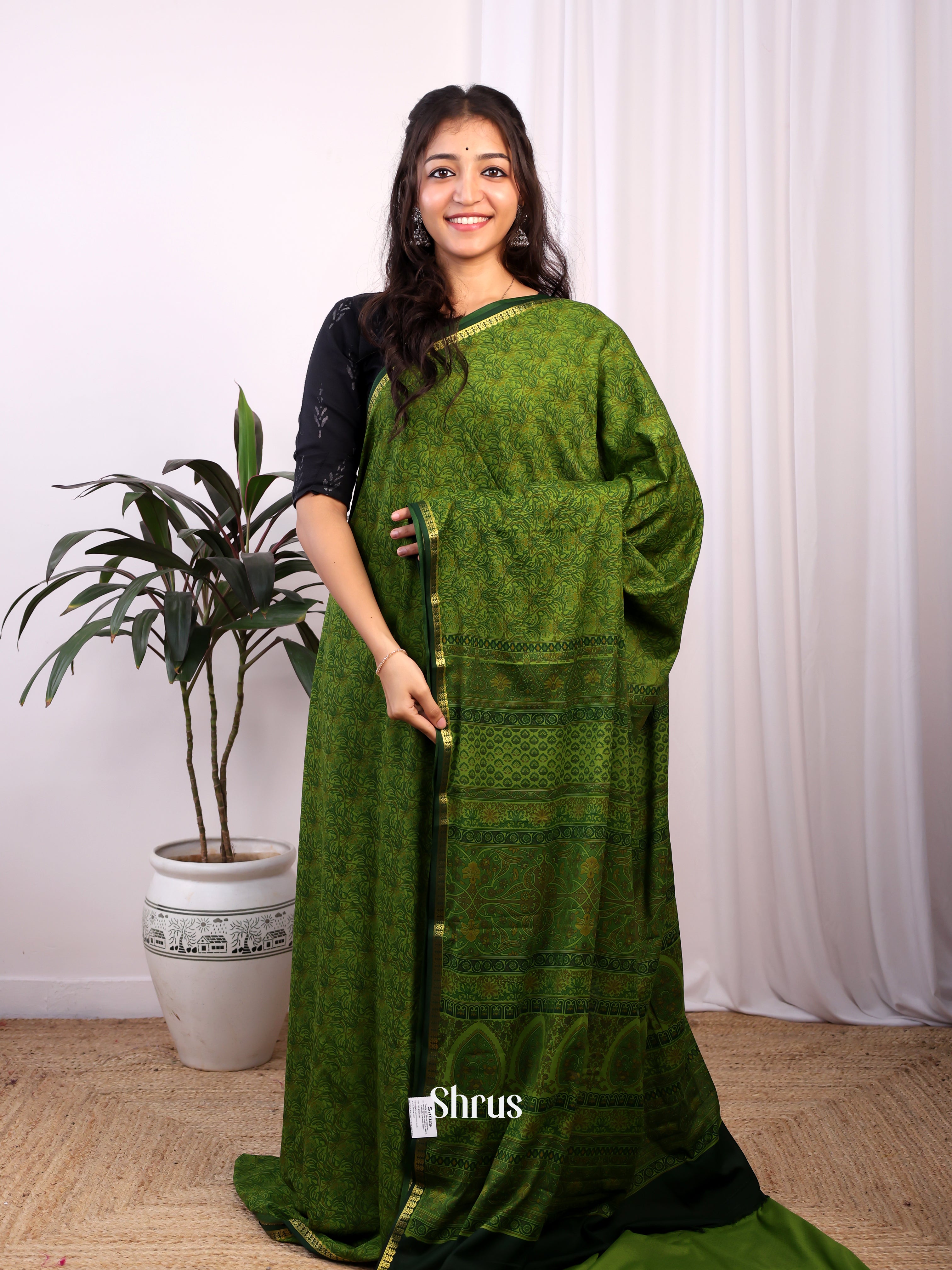 CJS02317 - Semi Mysoresilk Saree - Shop on Shrus.com