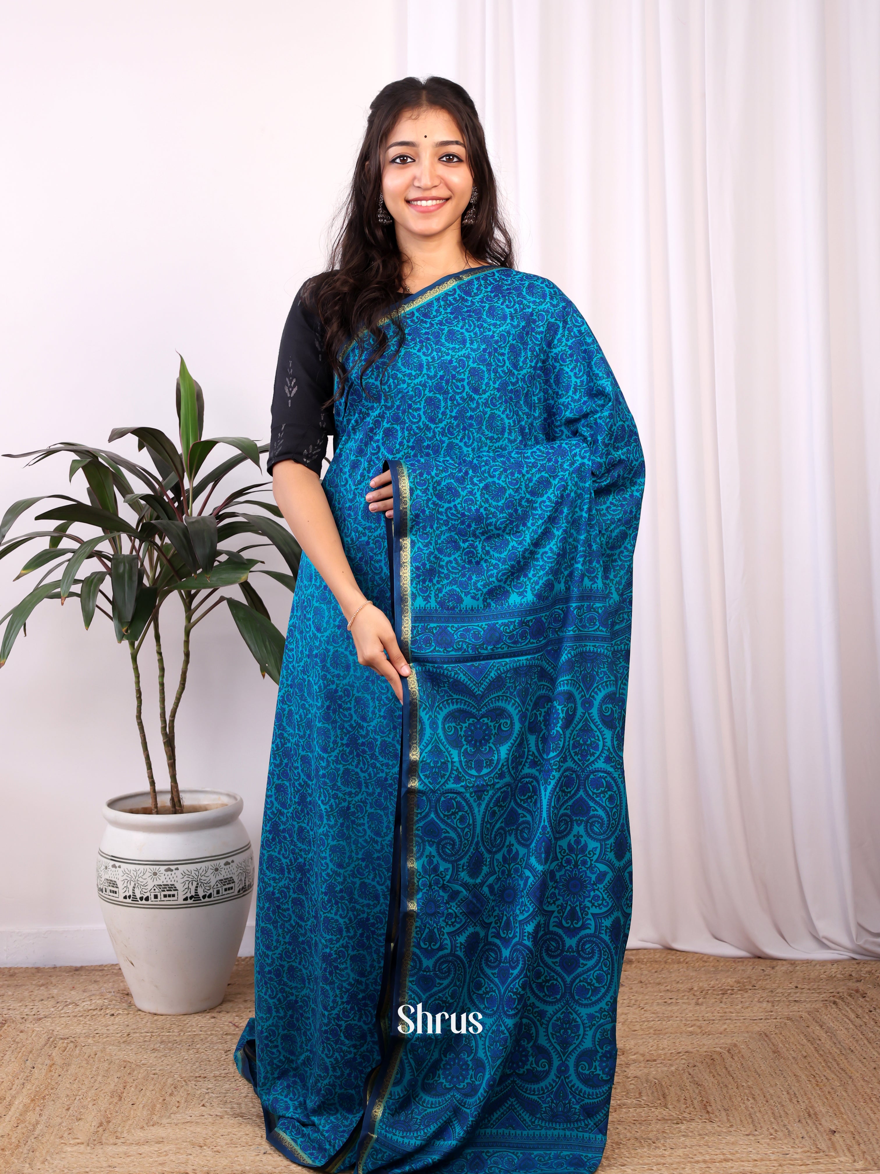 CJS02331 - Semi Mysoresilk Saree - Shop on Shrus.com