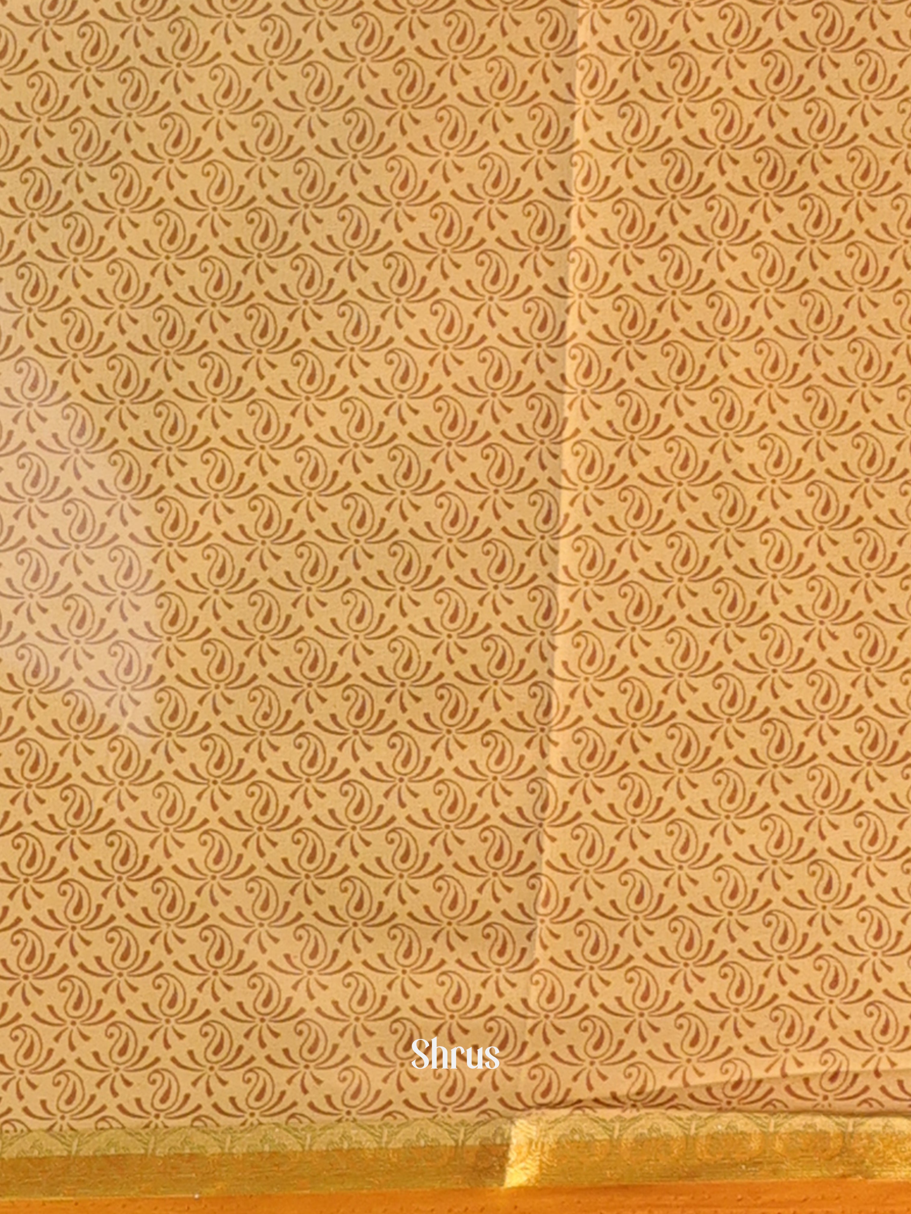 Beige - Semi Mysoresilk Saree - Shop on Shrus.com