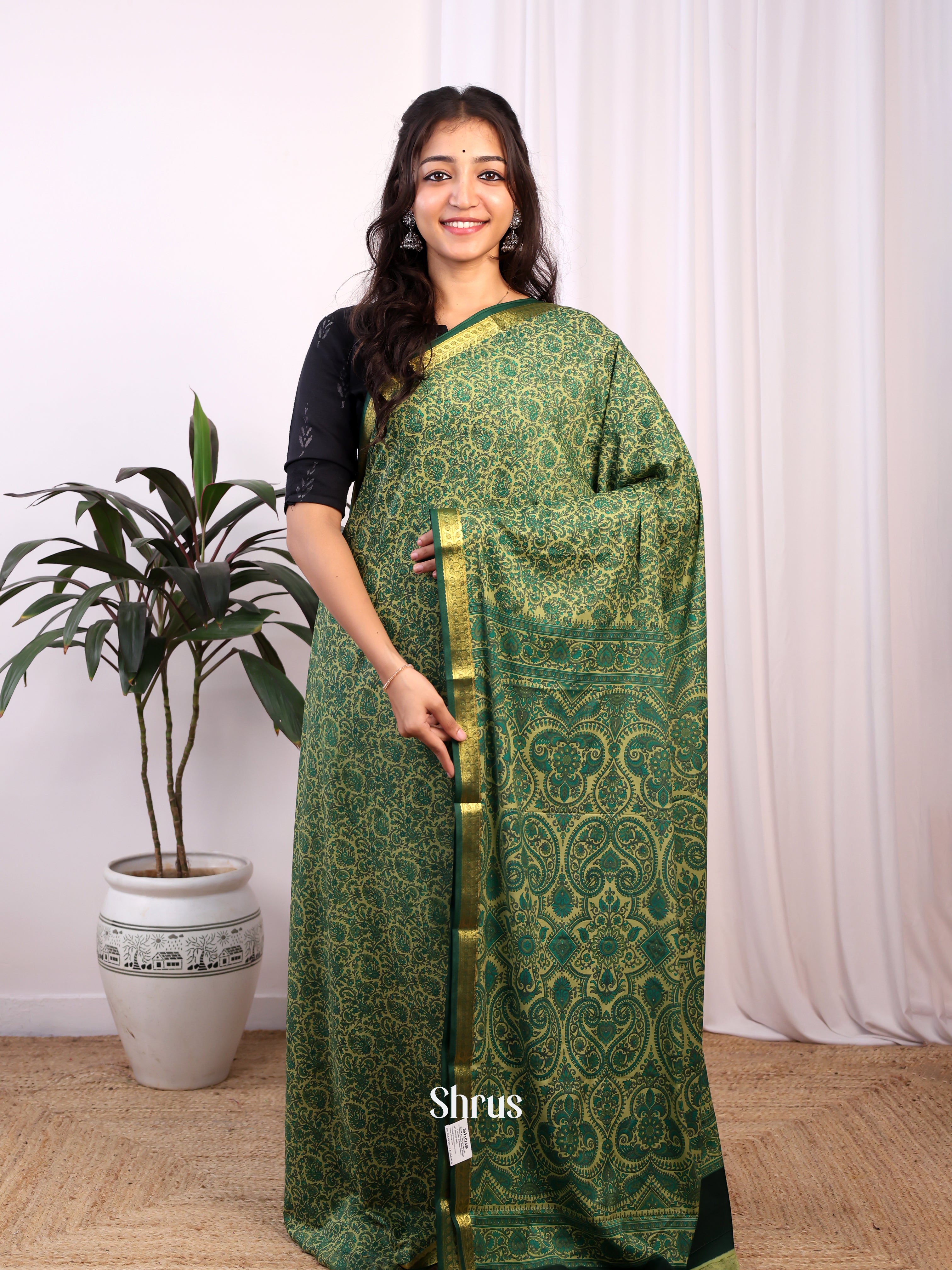 CJS02393 - Semi Mysoresilk Saree - Shop on Shrus.com
