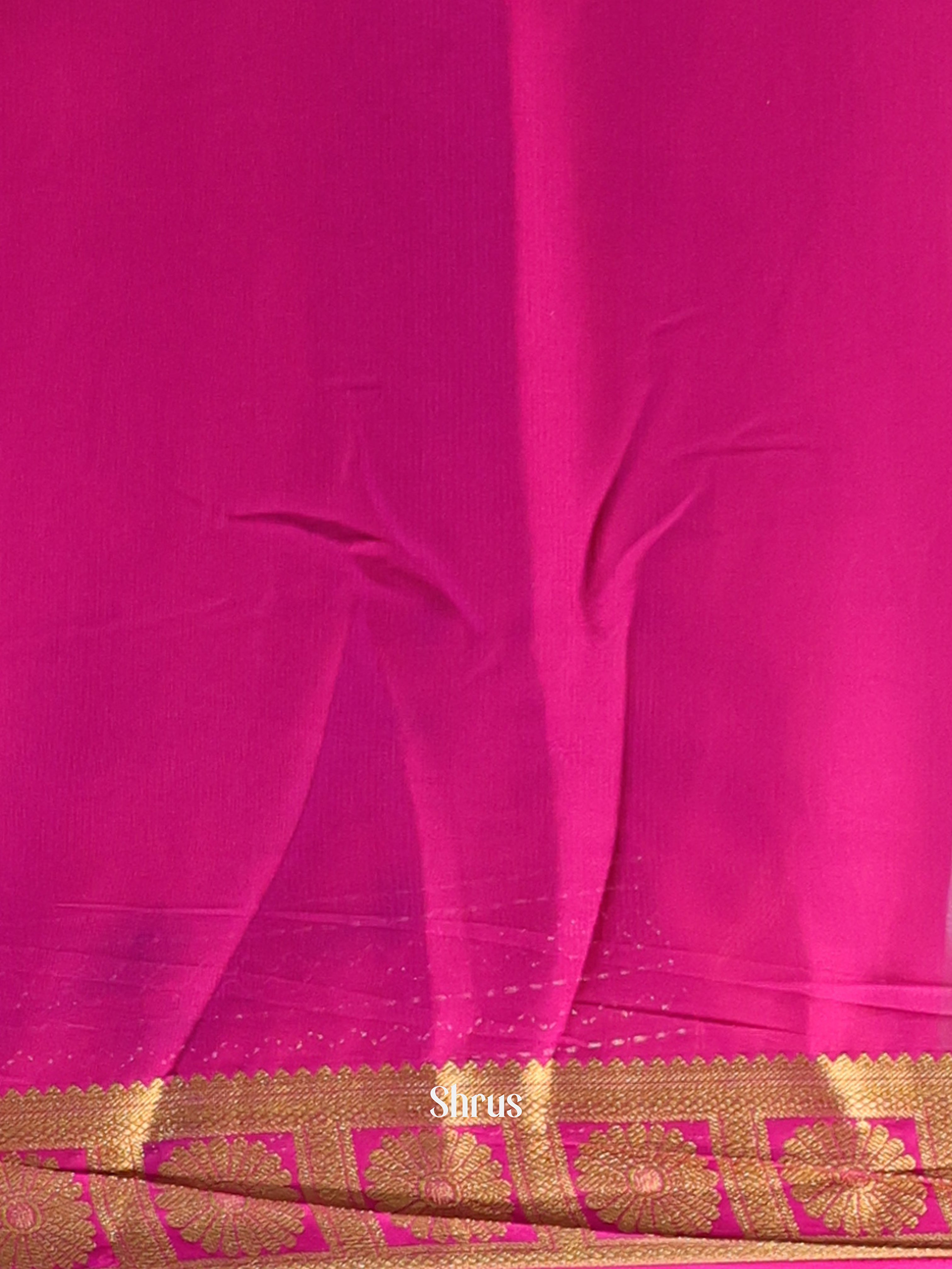 Green & Pink - Semi Mysoresilk Saree - Shop on Shrus.com