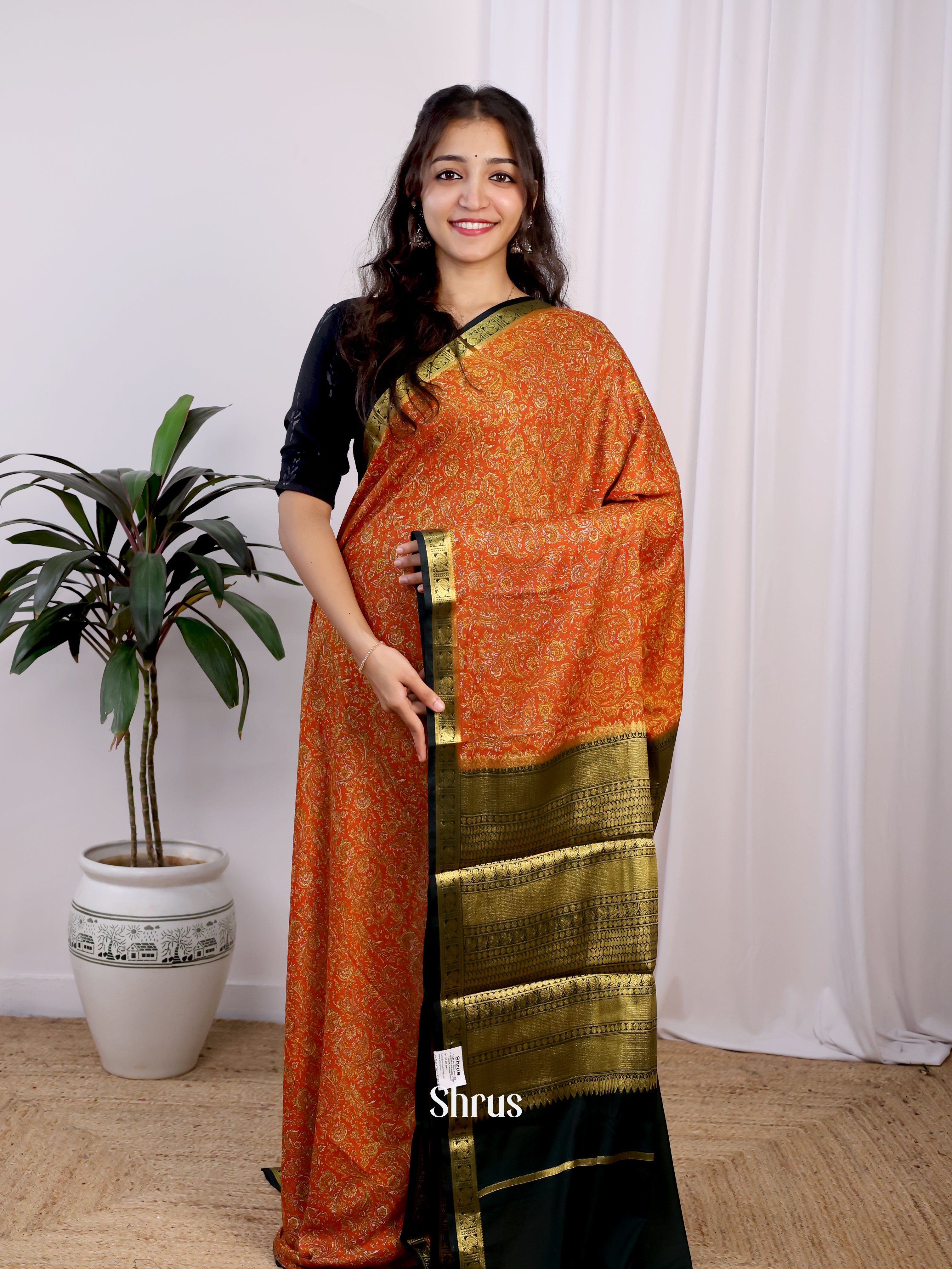 CJS02419 - Semi Mysoresilk Saree - Shop on Shrus.com