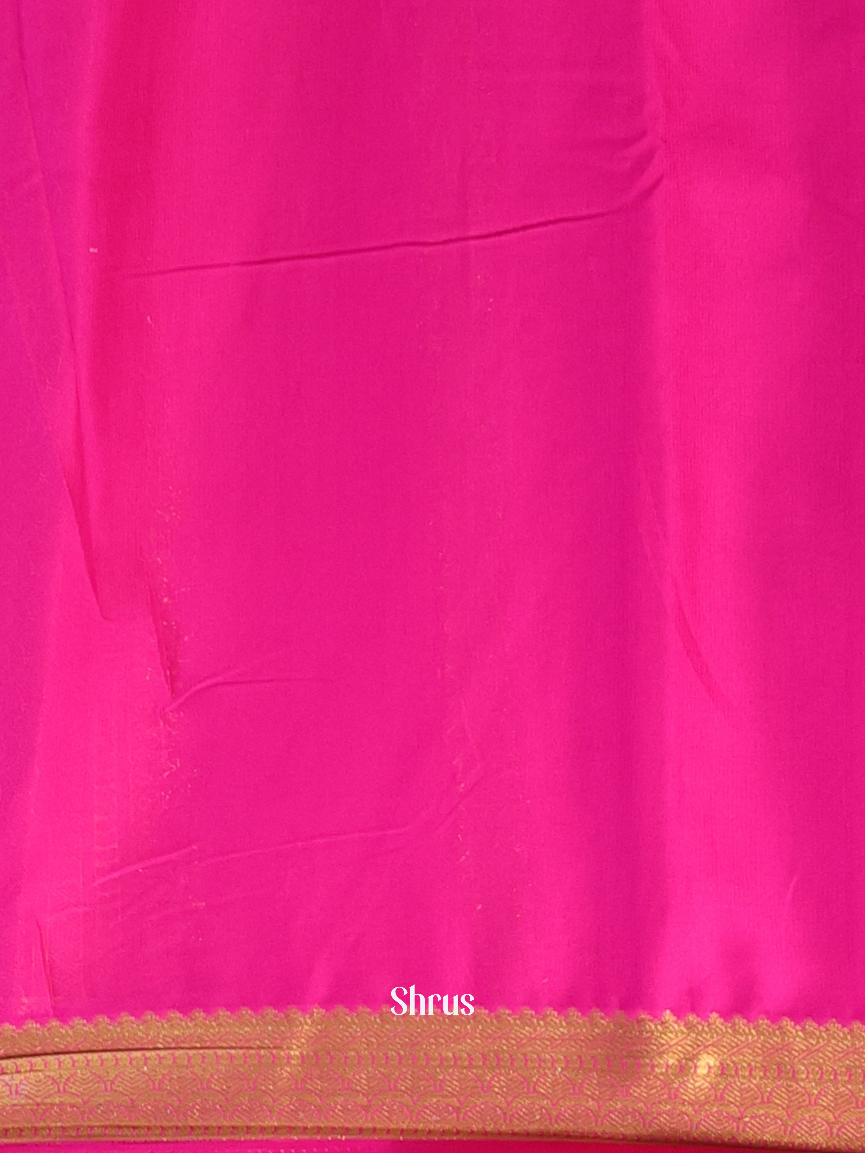 green & Pink - Semi Mysoresilk Saree - Shop on Shrus.com