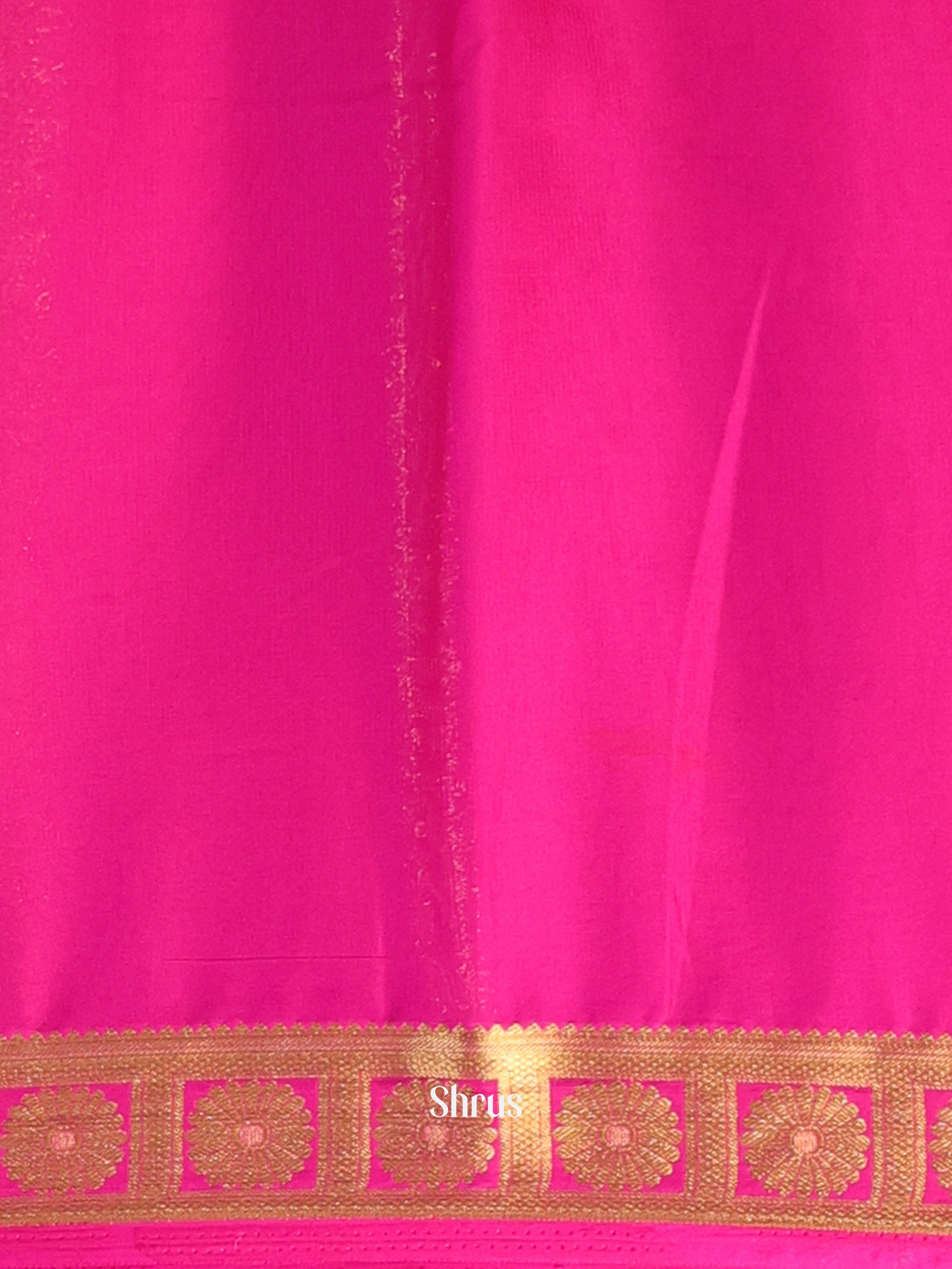 Orange & Pink - Semi Mysoresilk Saree - Shop on Shrus.com