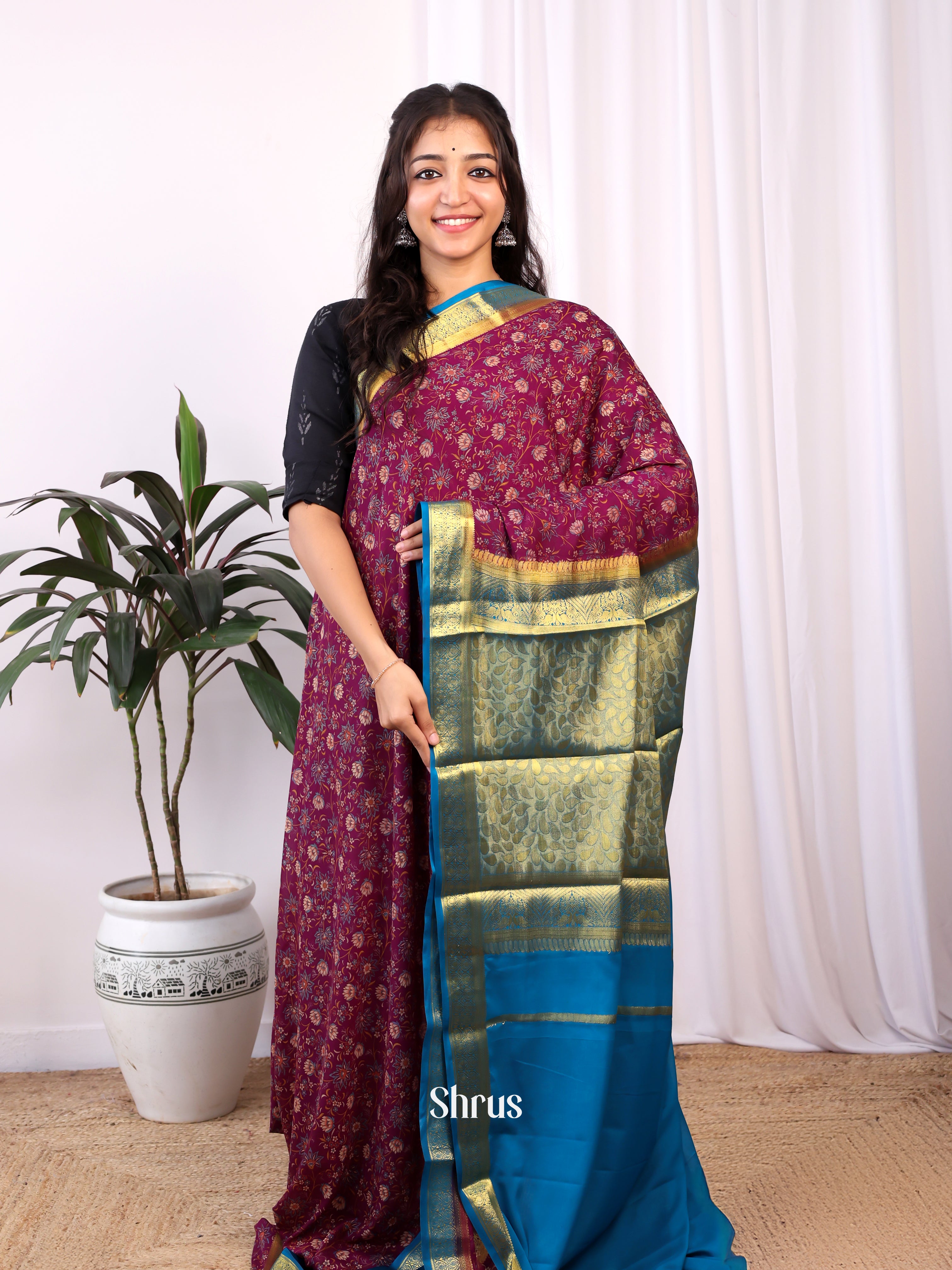 CJS02441 - Semi Mysoresilk Saree - Shop on Shrus.com